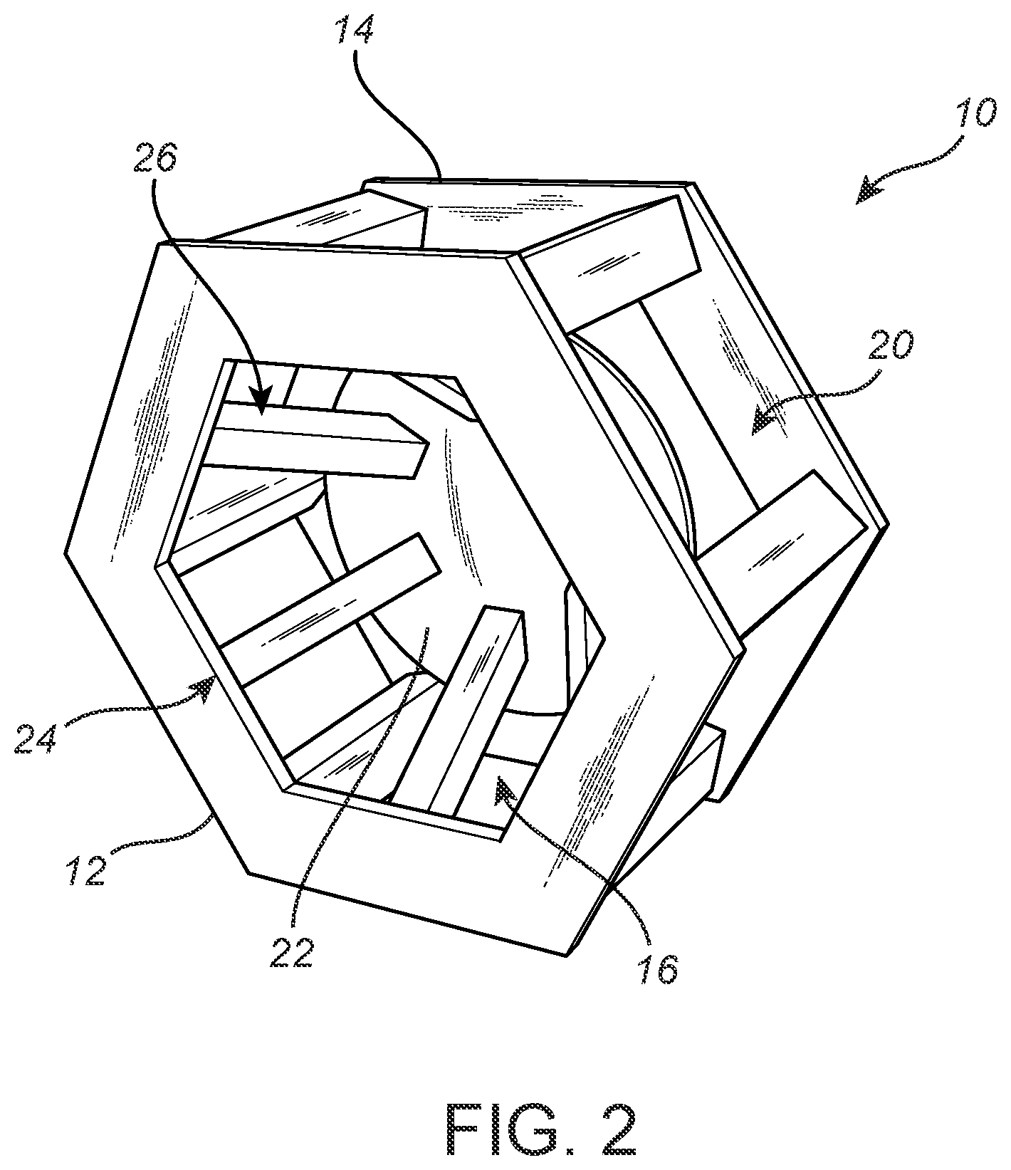 Patent US12562143 Figure 2 – Unit cell and structural panel assemblies with enhanced impact and noise absorption characteristics