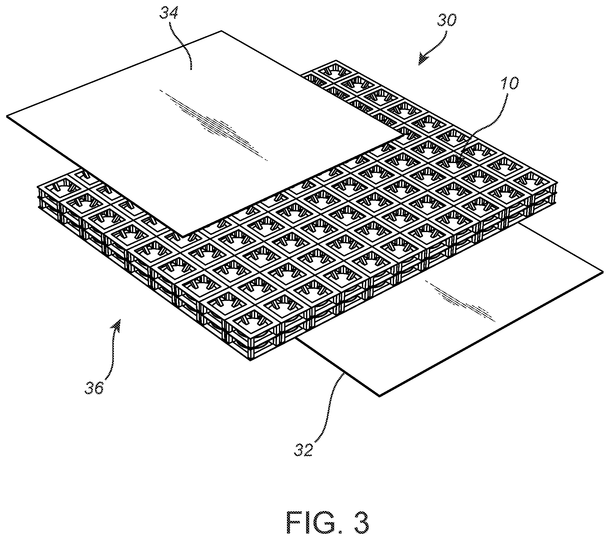 Patent US12562143 Figure 3 – Unit cell and structural panel assemblies with enhanced impact and noise absorption characteristics