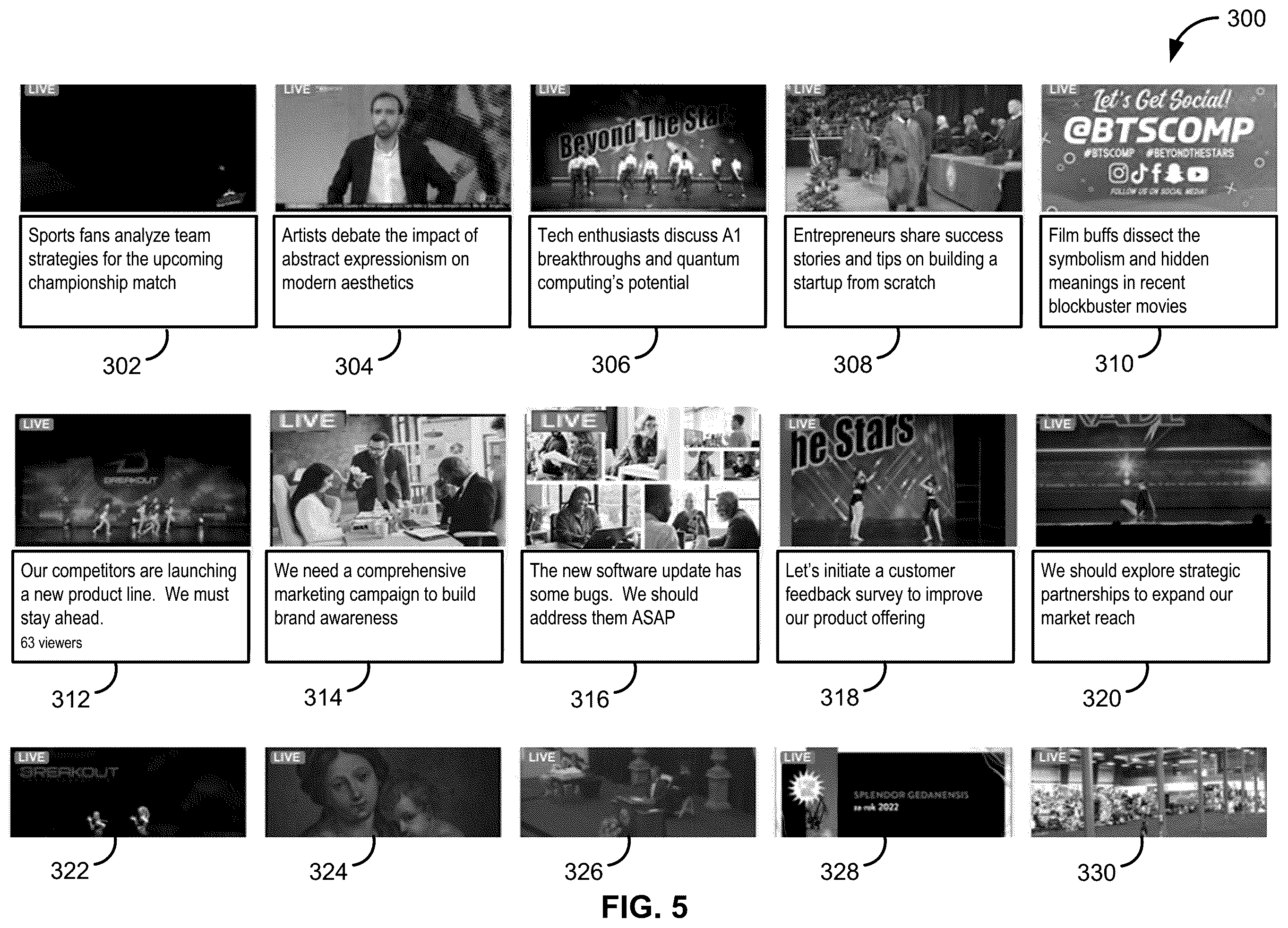 Patent US12562155 Figure 5 – Intelligent meeting insight and collaboration system with real-time topic extraction and engagement enhancements