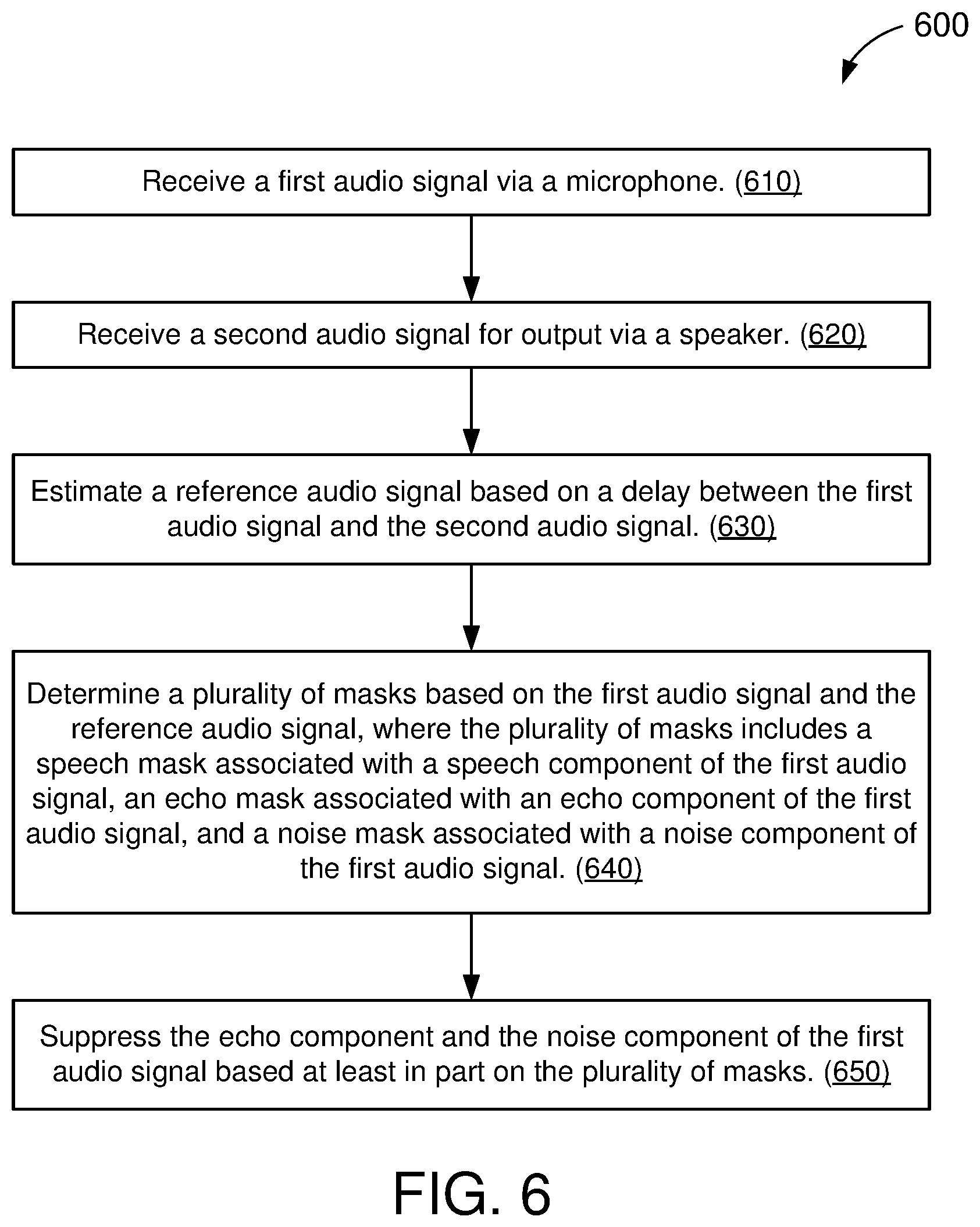 Patent US12562176 Figure 7 – Single-microphone acoustic echo and noise suppression