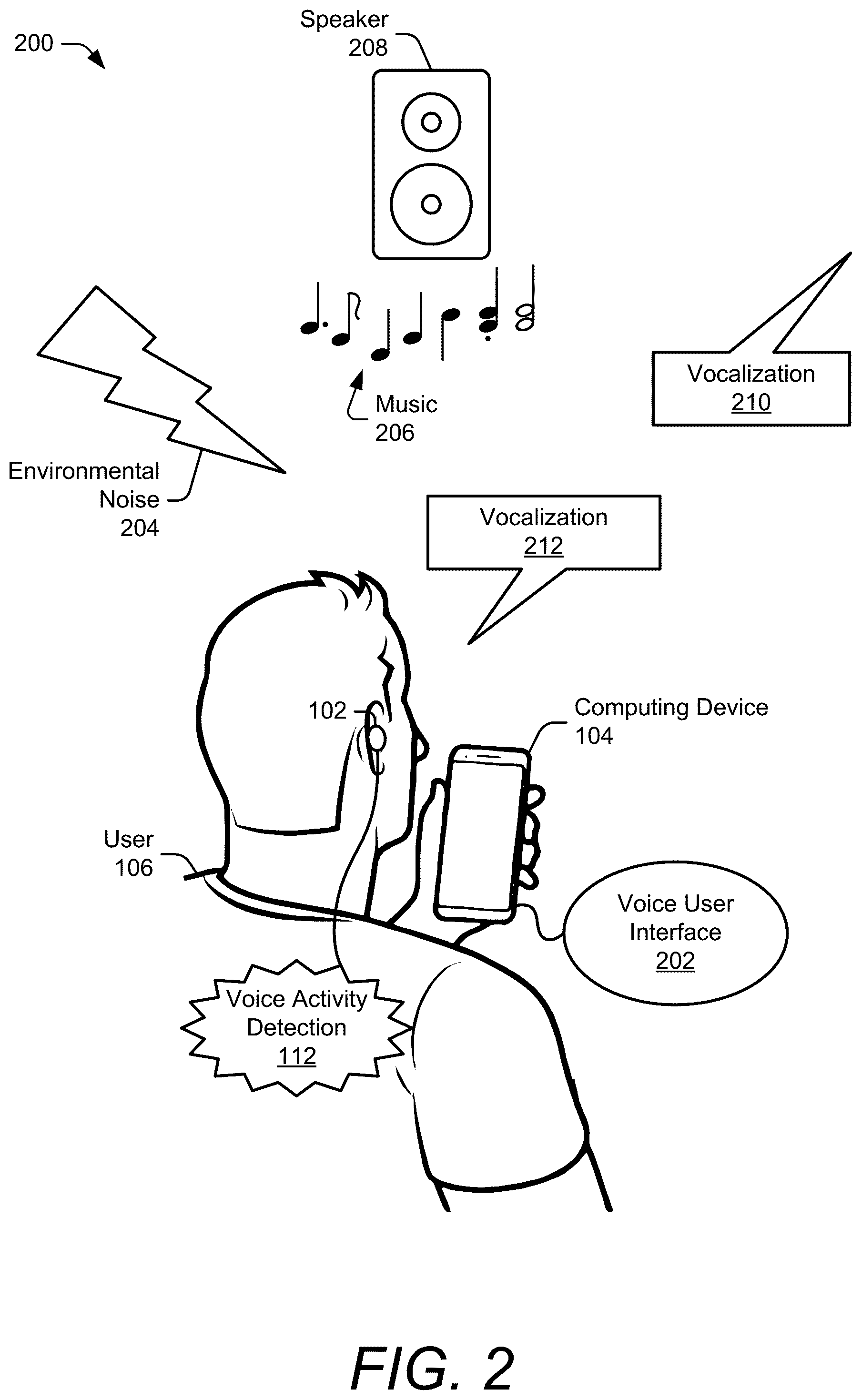 Patent US12562185 Figure 3 – Voice activity detection using active acoustic sensing
