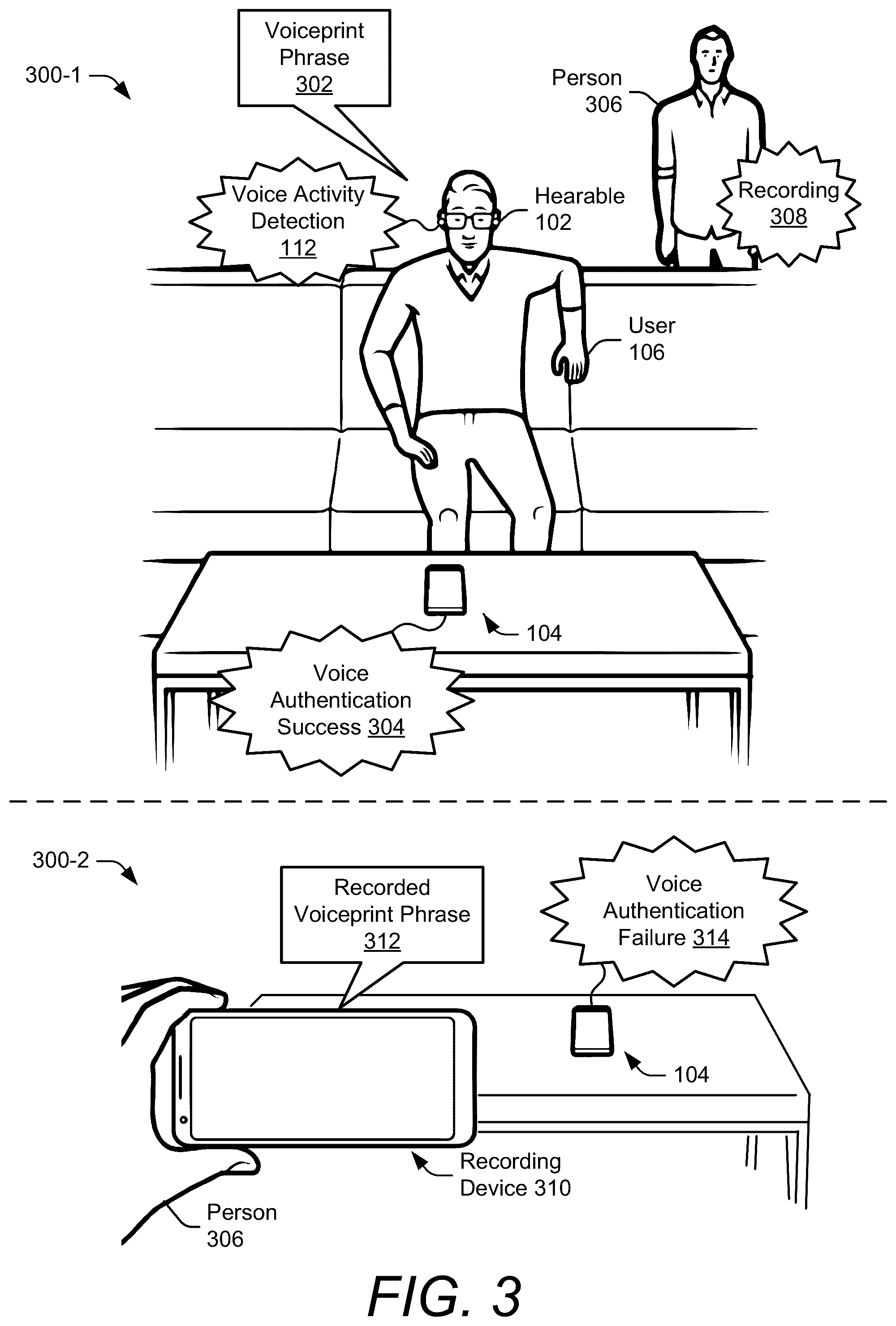 Patent US12562185 Figure 4 – Voice activity detection using active acoustic sensing