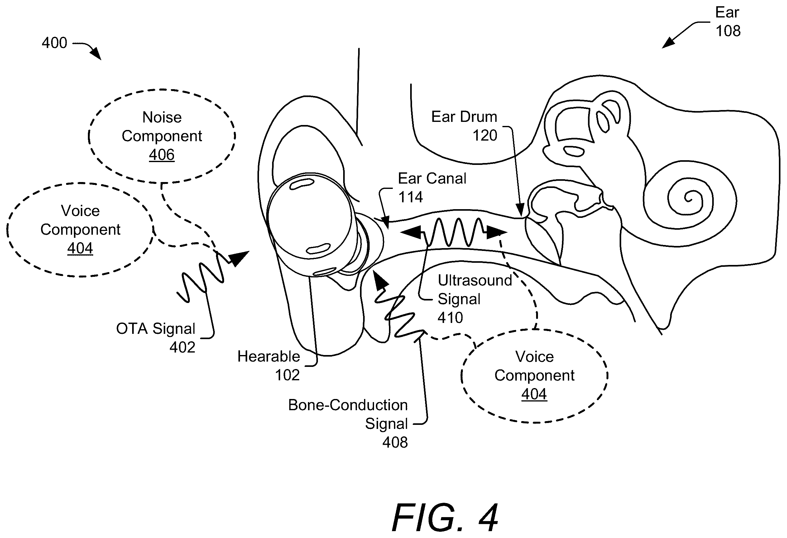 Patent US12562185 Figure 5 – Voice activity detection using active acoustic sensing