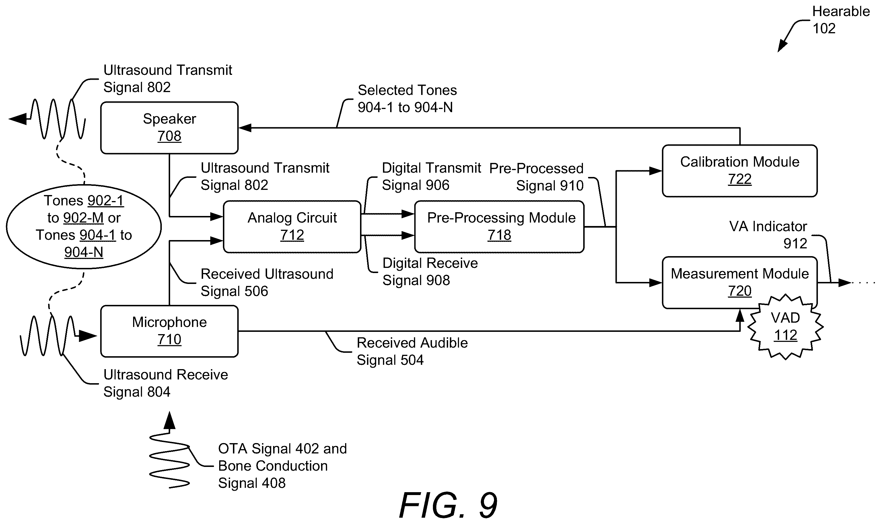 Patent US12562185 Figure 10 – Voice activity detection using active acoustic sensing