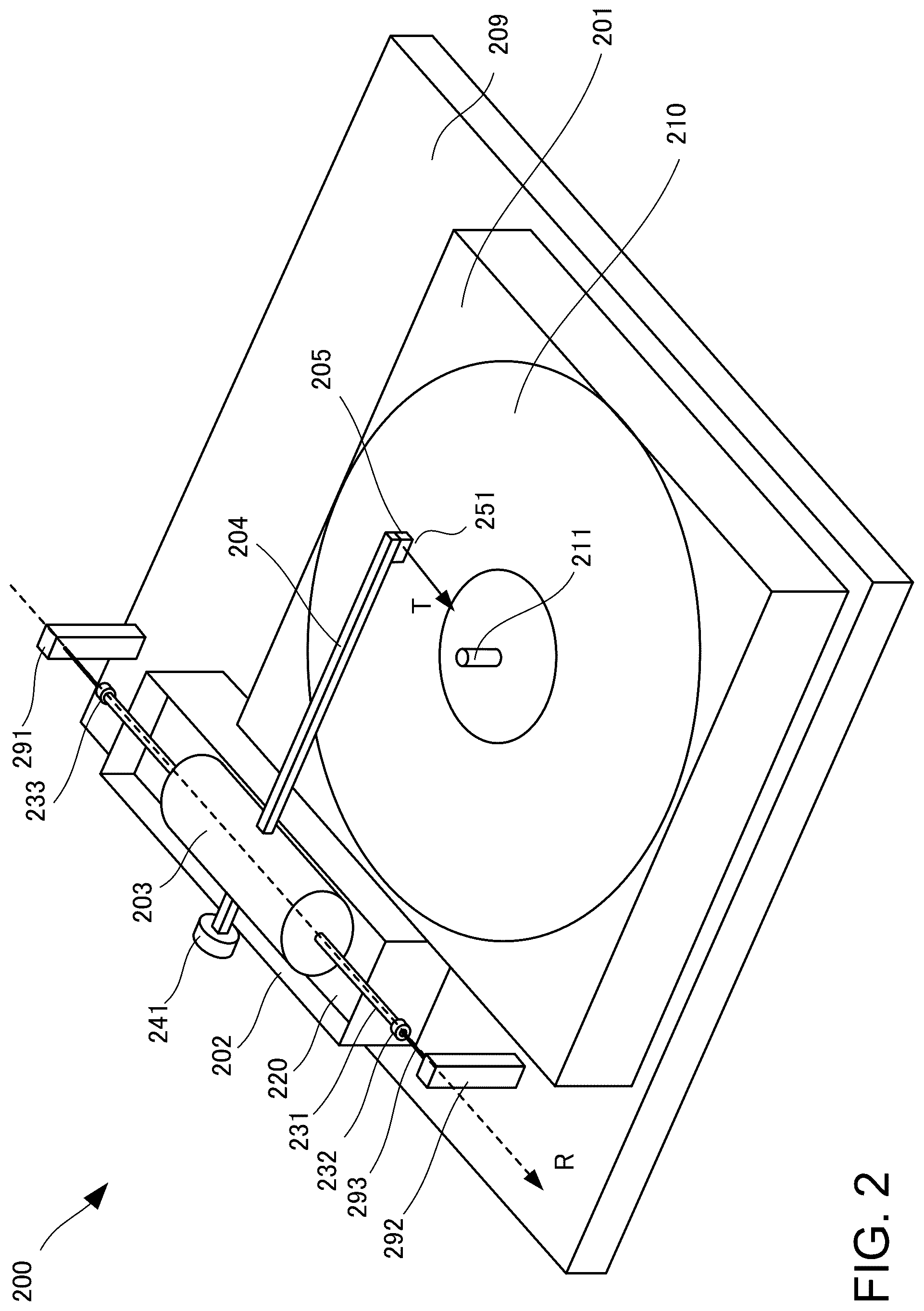 Patent US12562186 Figure 2 – Record player with arm extended from float for playing back high-quality stable sound