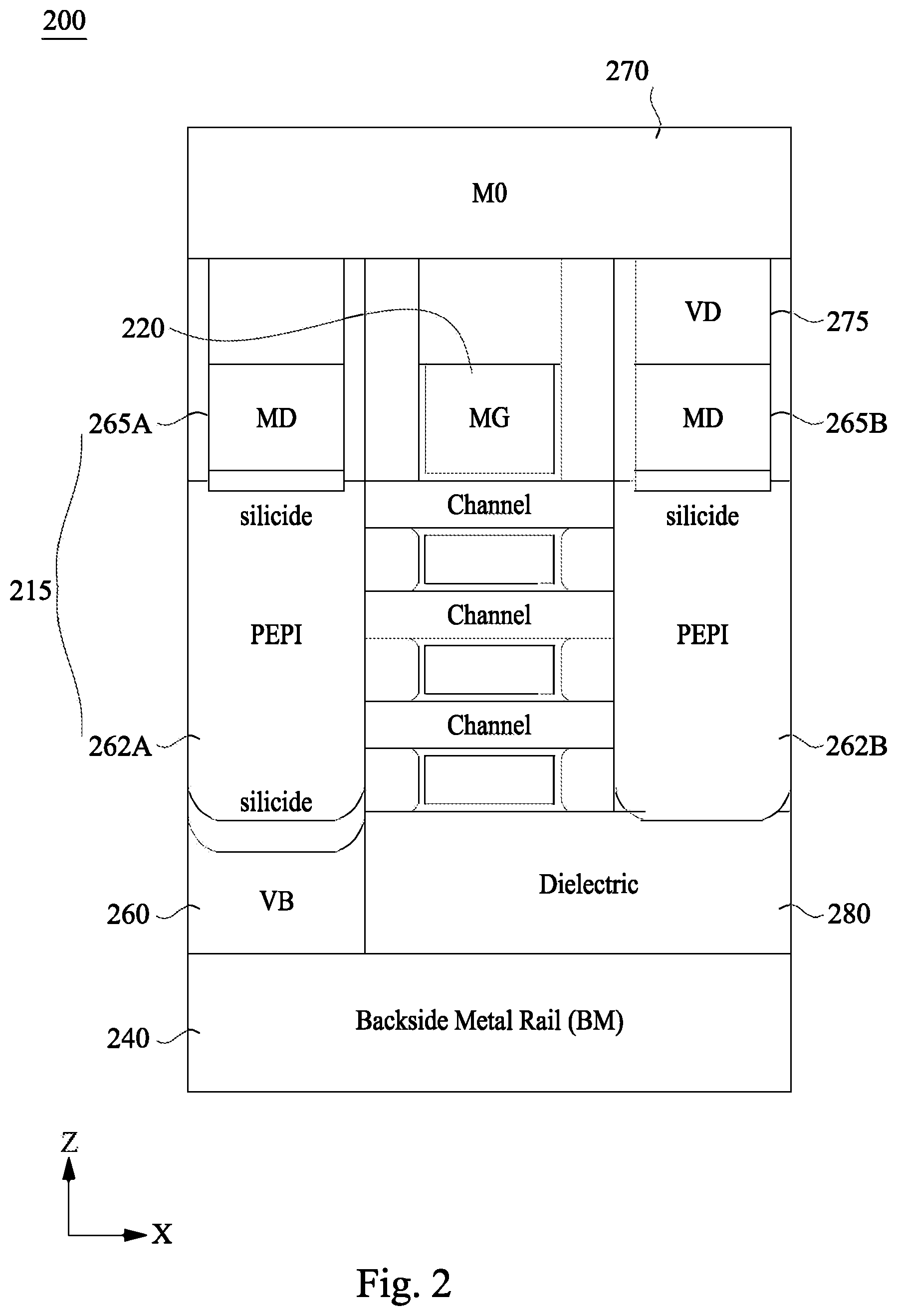 Patent US12562197 Figure 2 – Header circuit placement in memory device