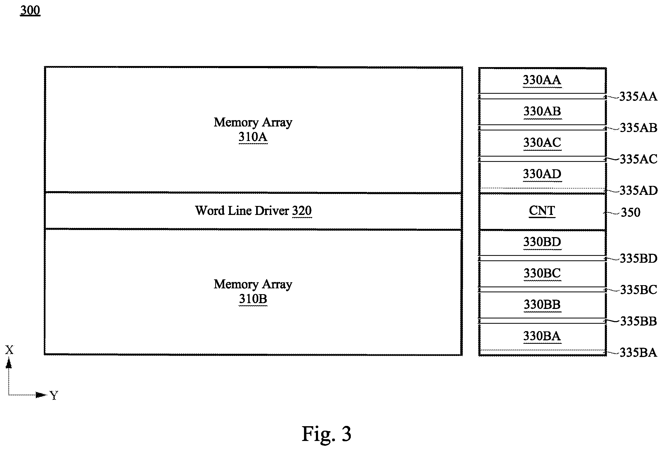 Patent US12562197 Figure 3 – Header circuit placement in memory device