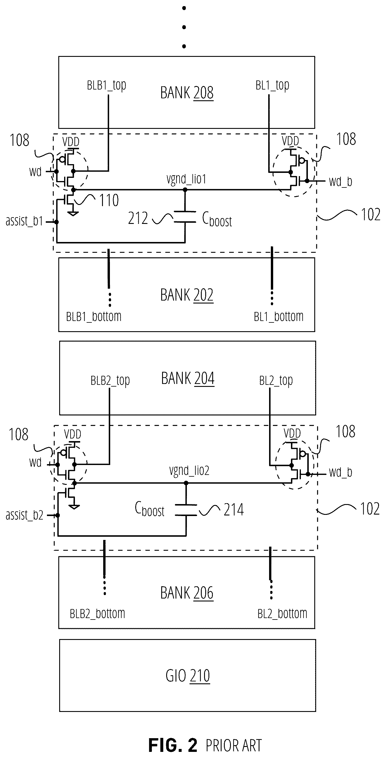 Patent US12562200 Figure 2 – Shared metal wire capacitance for negative bit-line