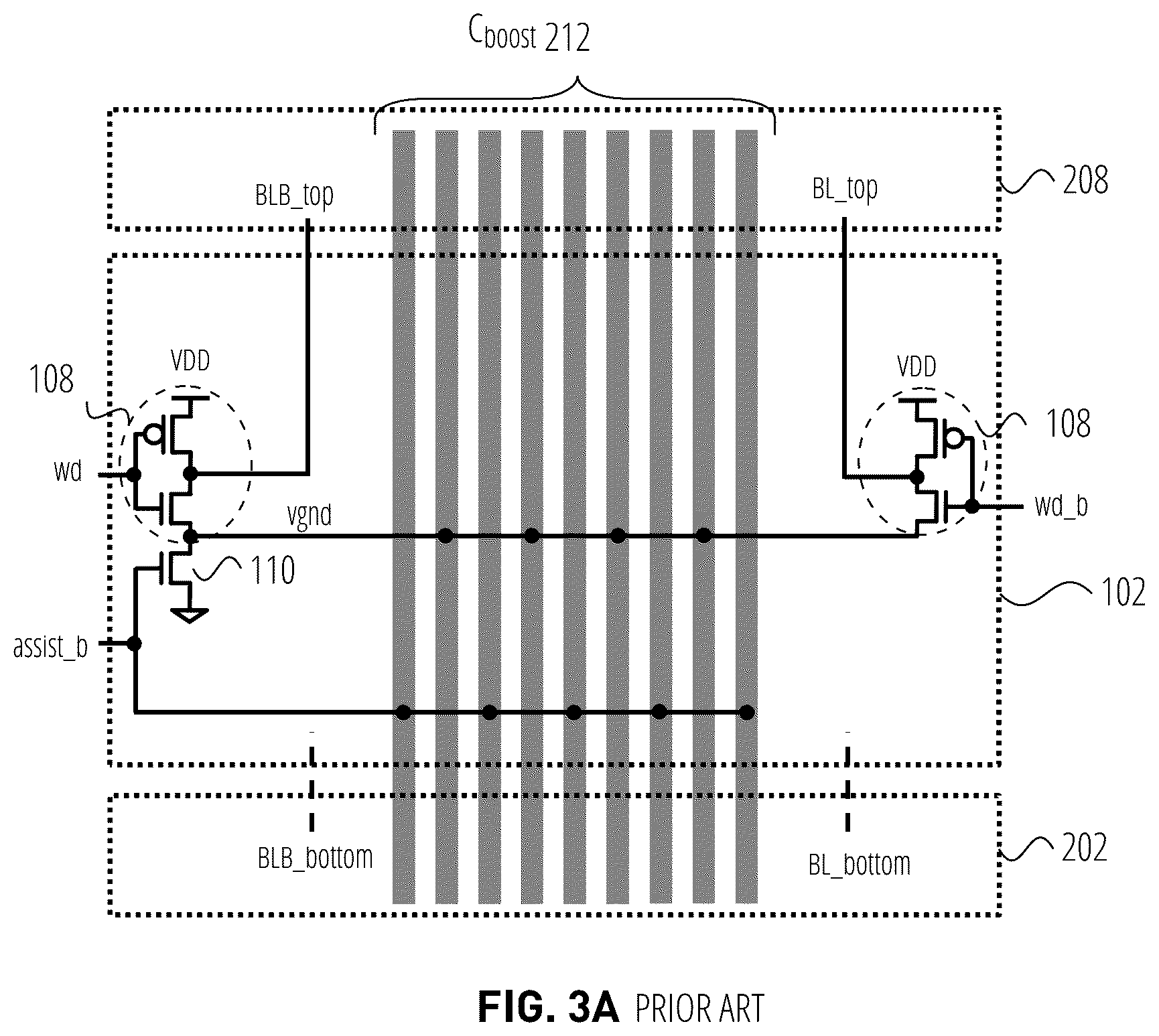 Patent US12562200 Figure 3 – Shared metal wire capacitance for negative bit-line