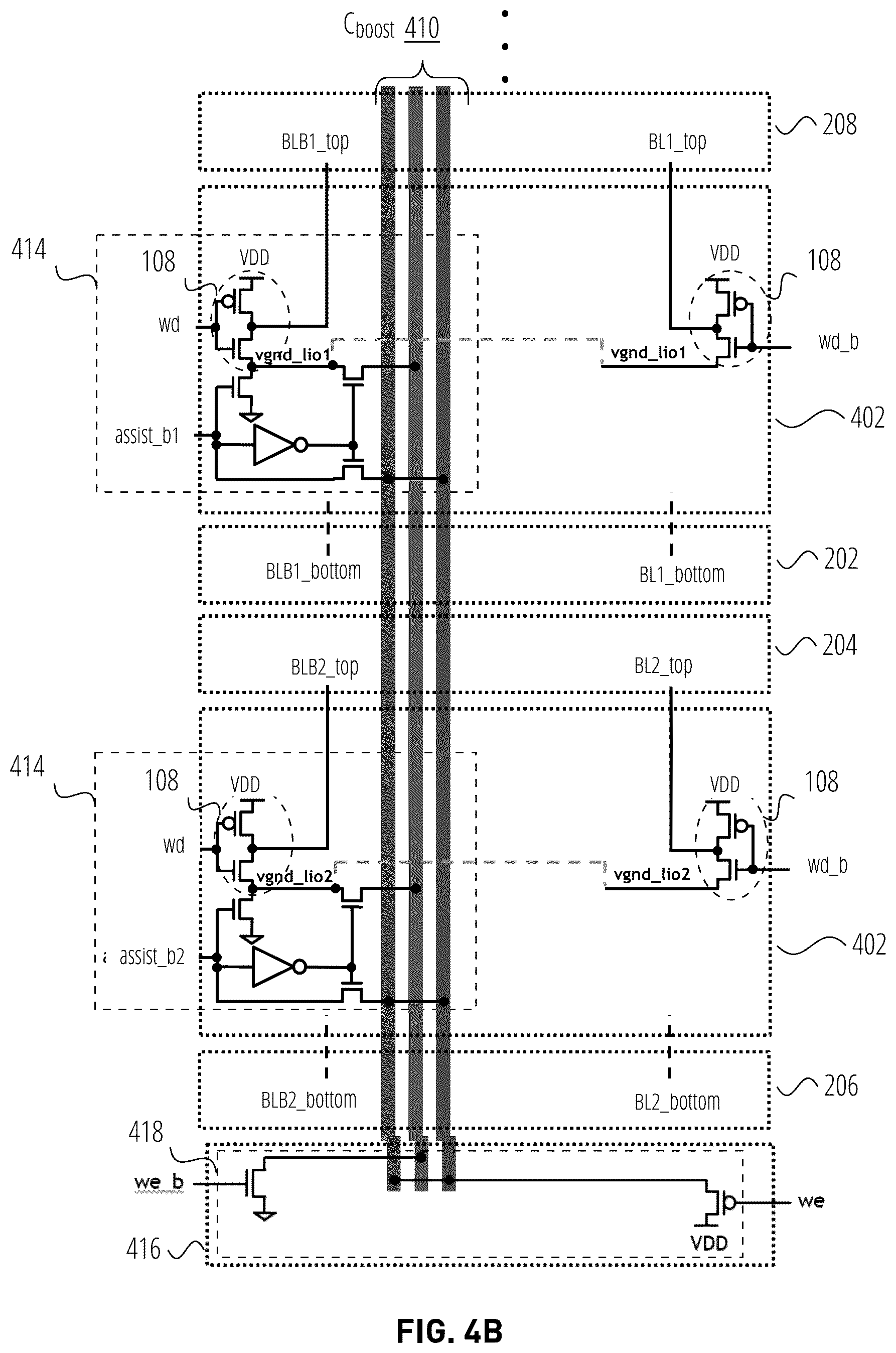Patent US12562200 Figure 6 – Shared metal wire capacitance for negative bit-line