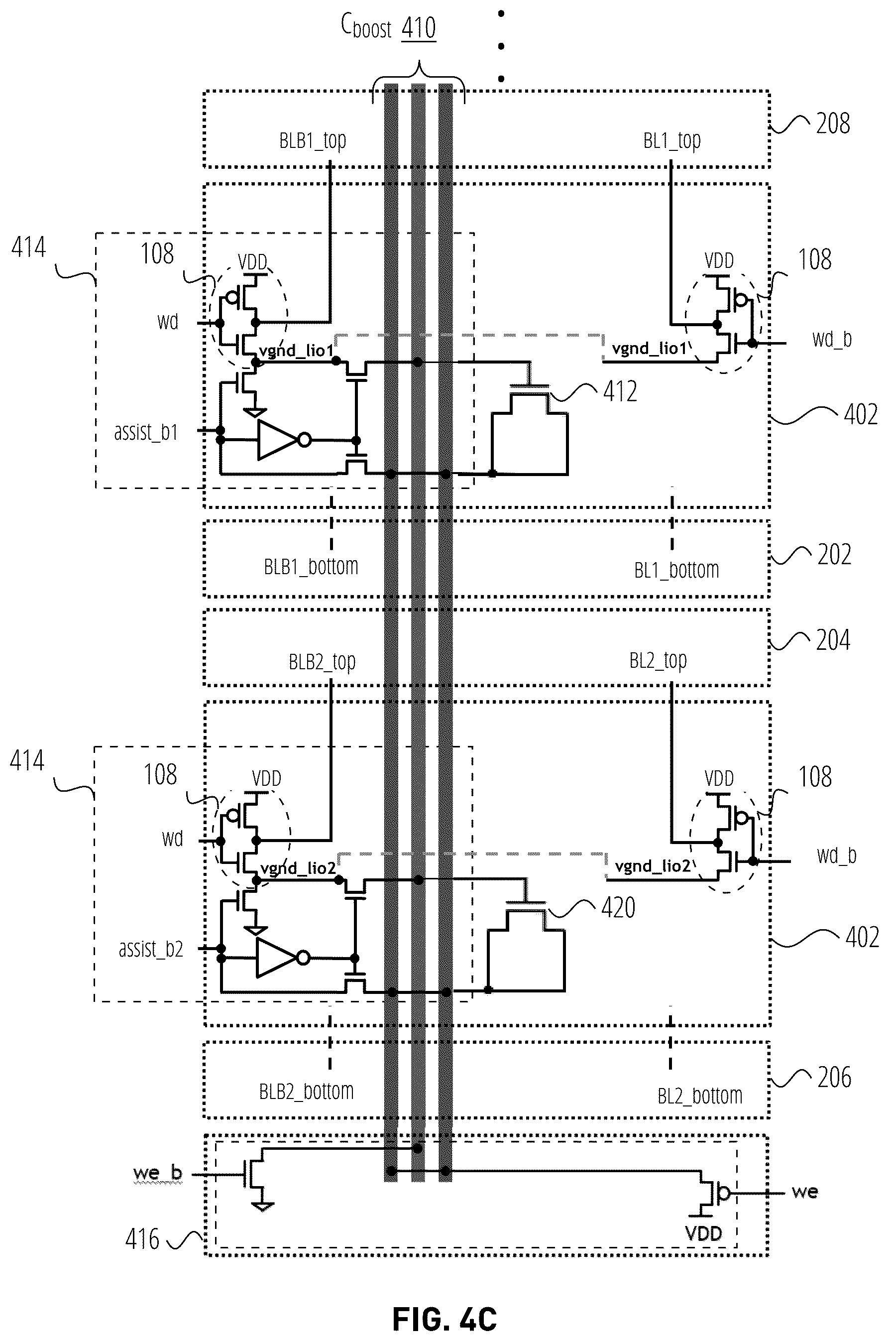 Patent US12562200 Figure 7 – Shared metal wire capacitance for negative bit-line