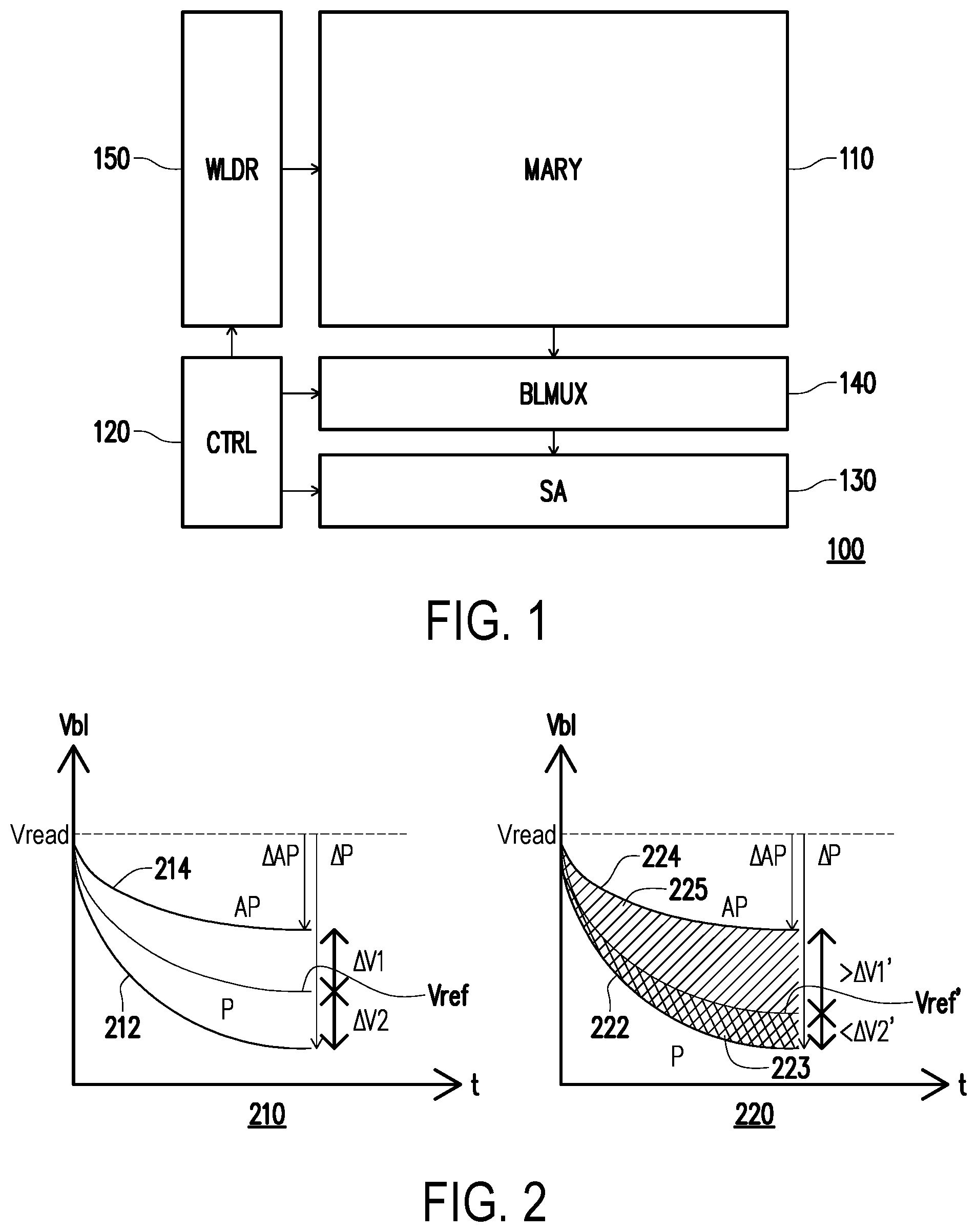 Patent US12562203 Figure 1 – Sensing amplifier of memory array, memory device and data read method with two state reference voltages