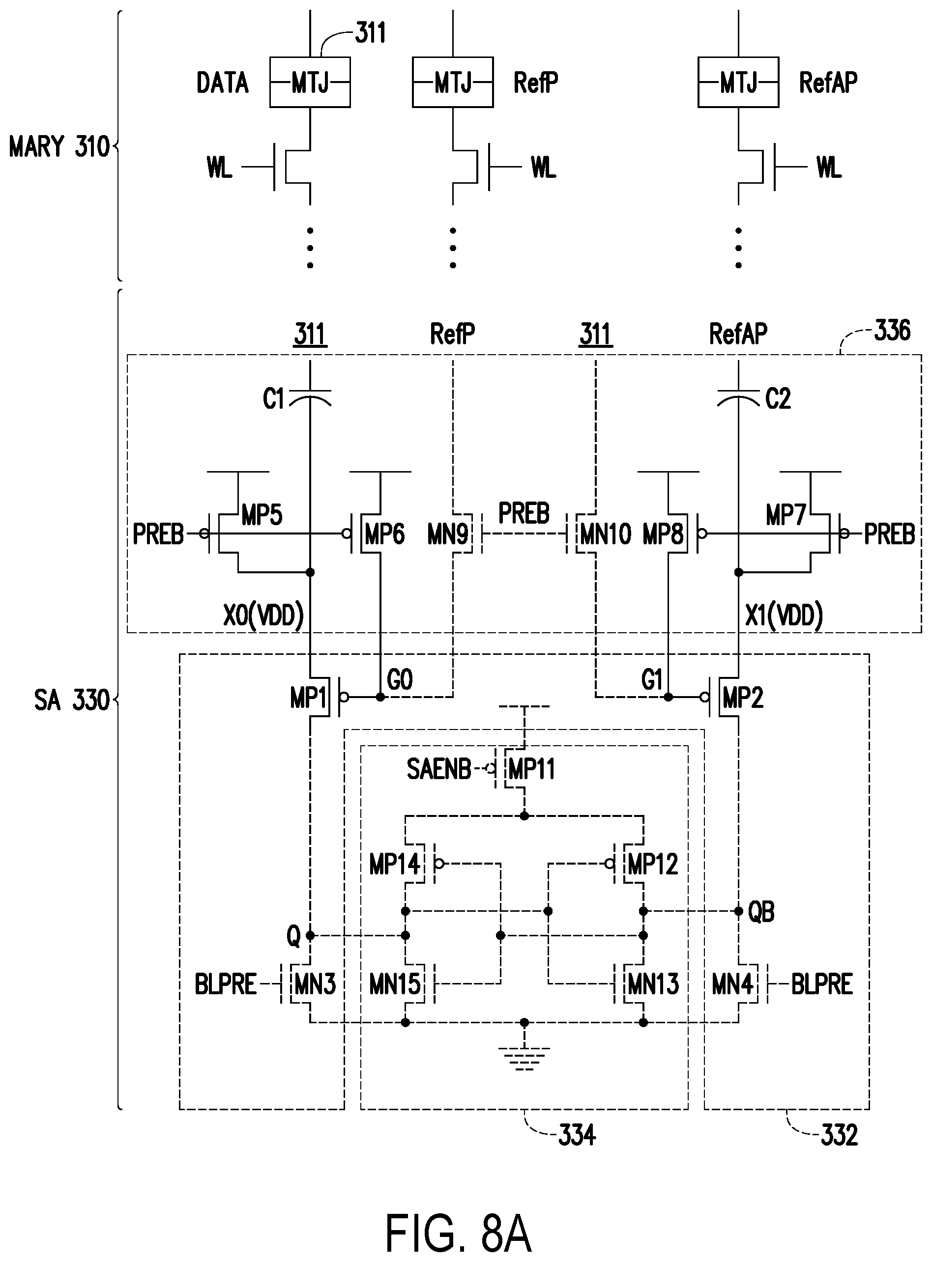 Patent US12562203 Figure 11 – Sensing amplifier of memory array, memory device and data read method with two state reference voltages
