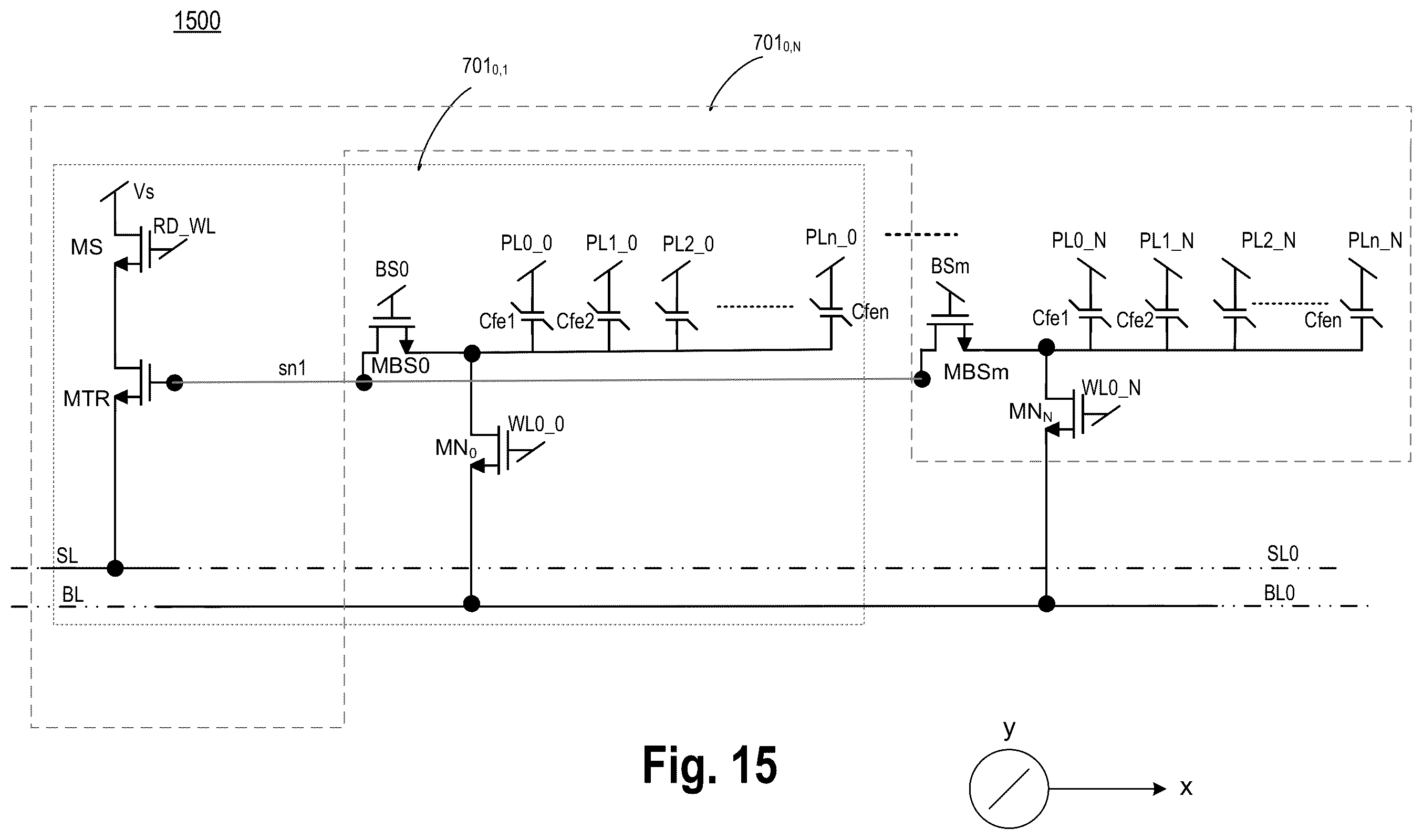 Patent US12562204 Figure 18 – Non-linear polar material based multi-capacitor bit-cell with shared gain element with series transistor and individual access transistor