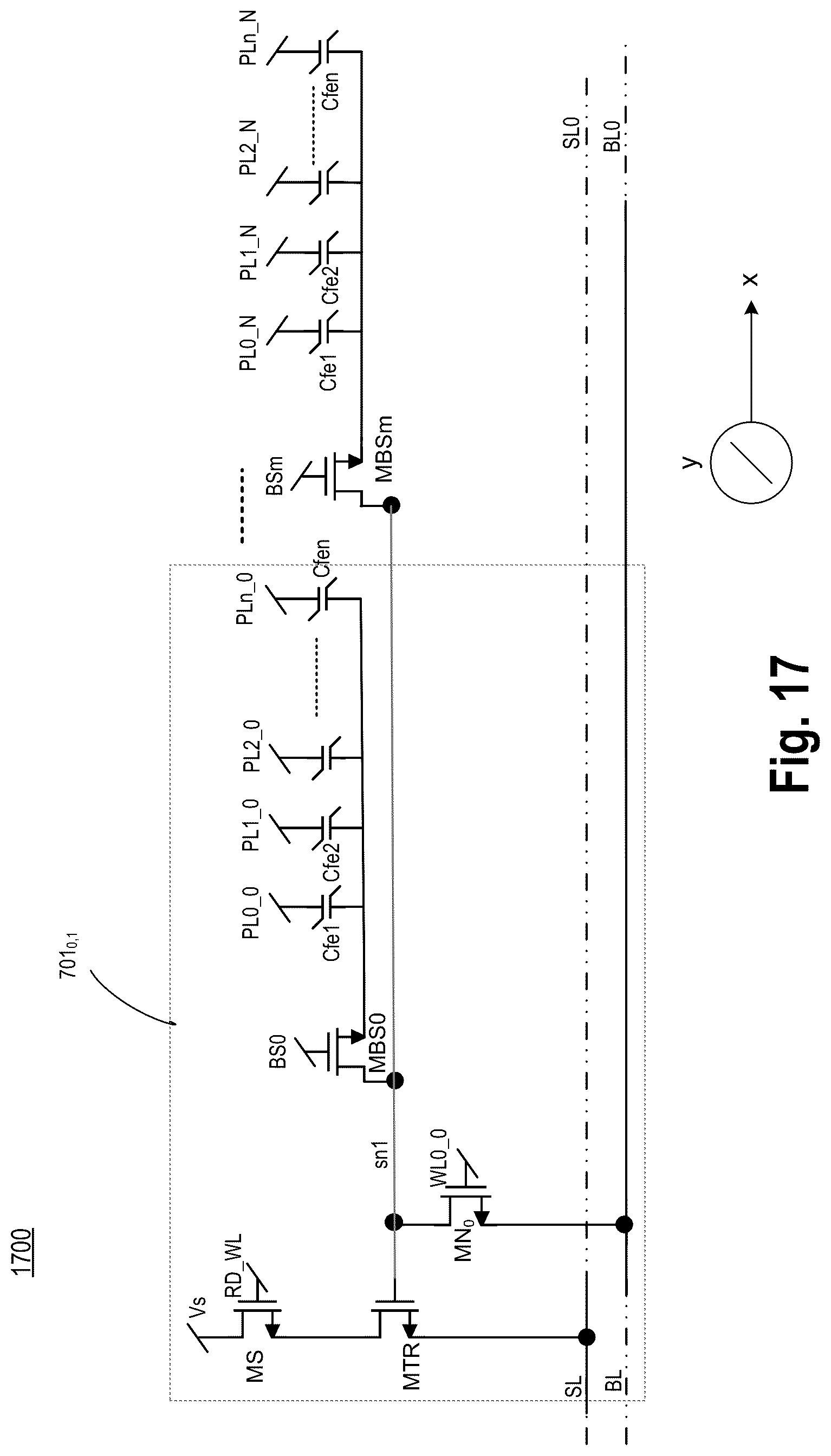 Patent US12562204 Figure 20 – Non-linear polar material based multi-capacitor bit-cell with shared gain element with series transistor and individual access transistor