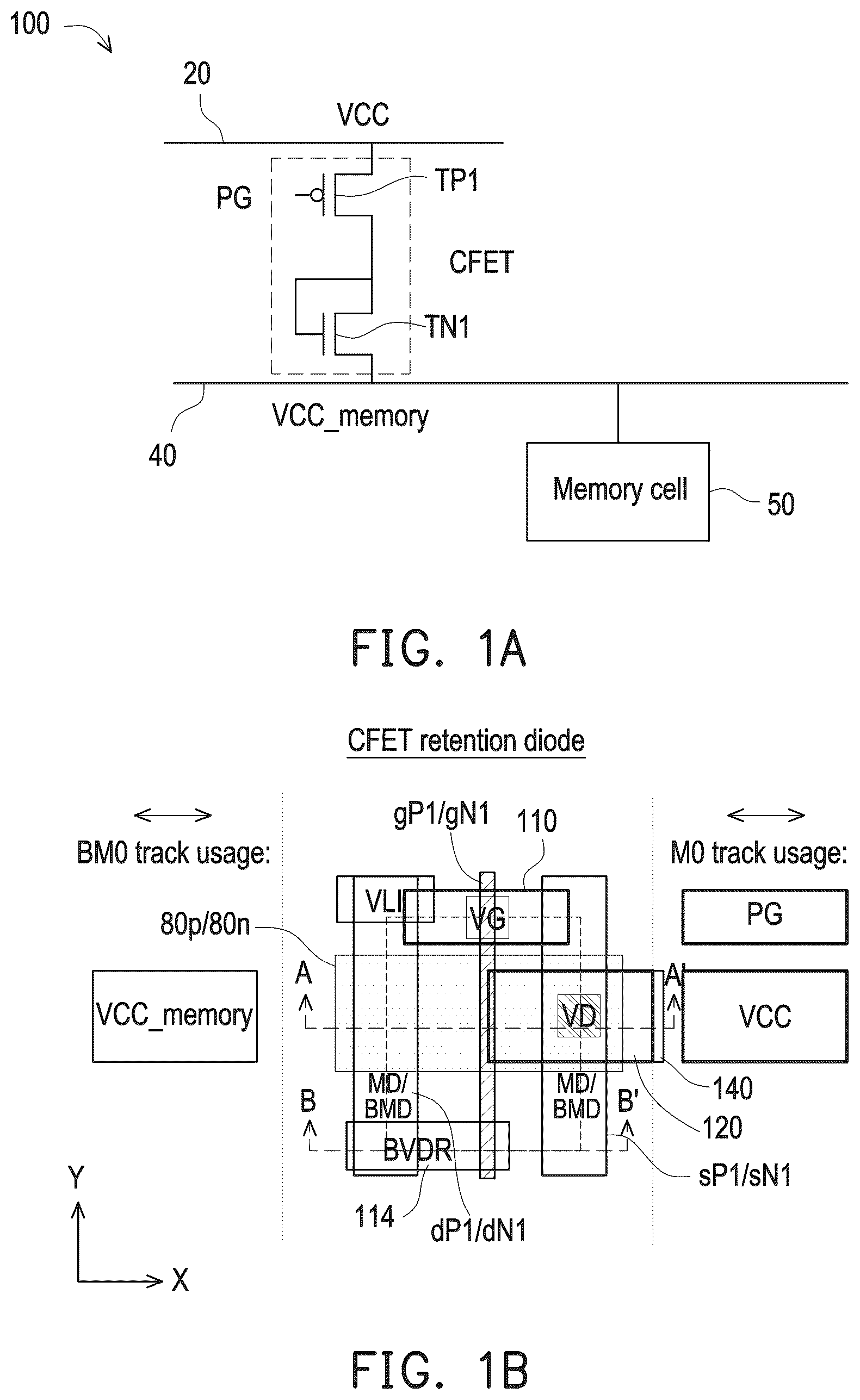 Patent US12562211 Figure 1 – Power control circuit for memory circuit based on complementary field effect transistor devices