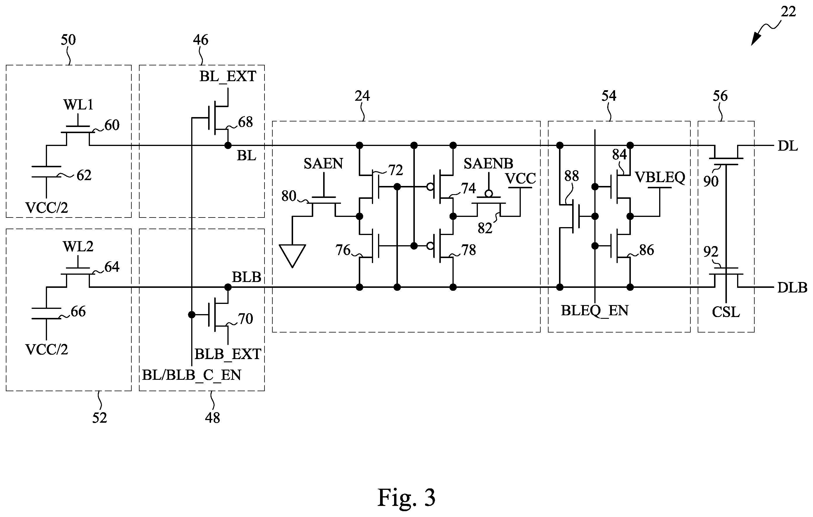 Patent US12562216 Figure 3 – Circuit with swept voltage on bit line or bit line bar