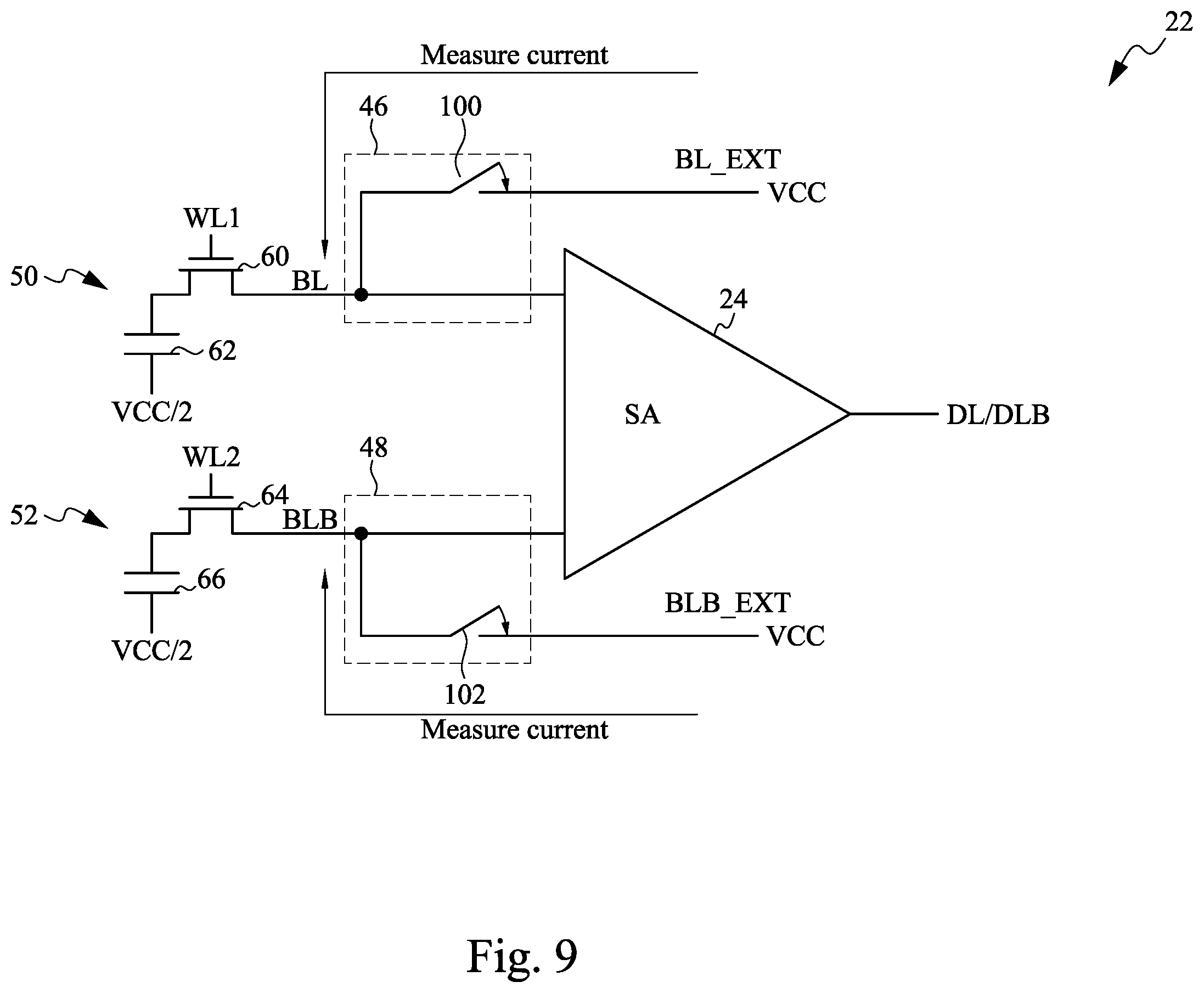 Patent US12562216 Figure 8 – Circuit with swept voltage on bit line or bit line bar