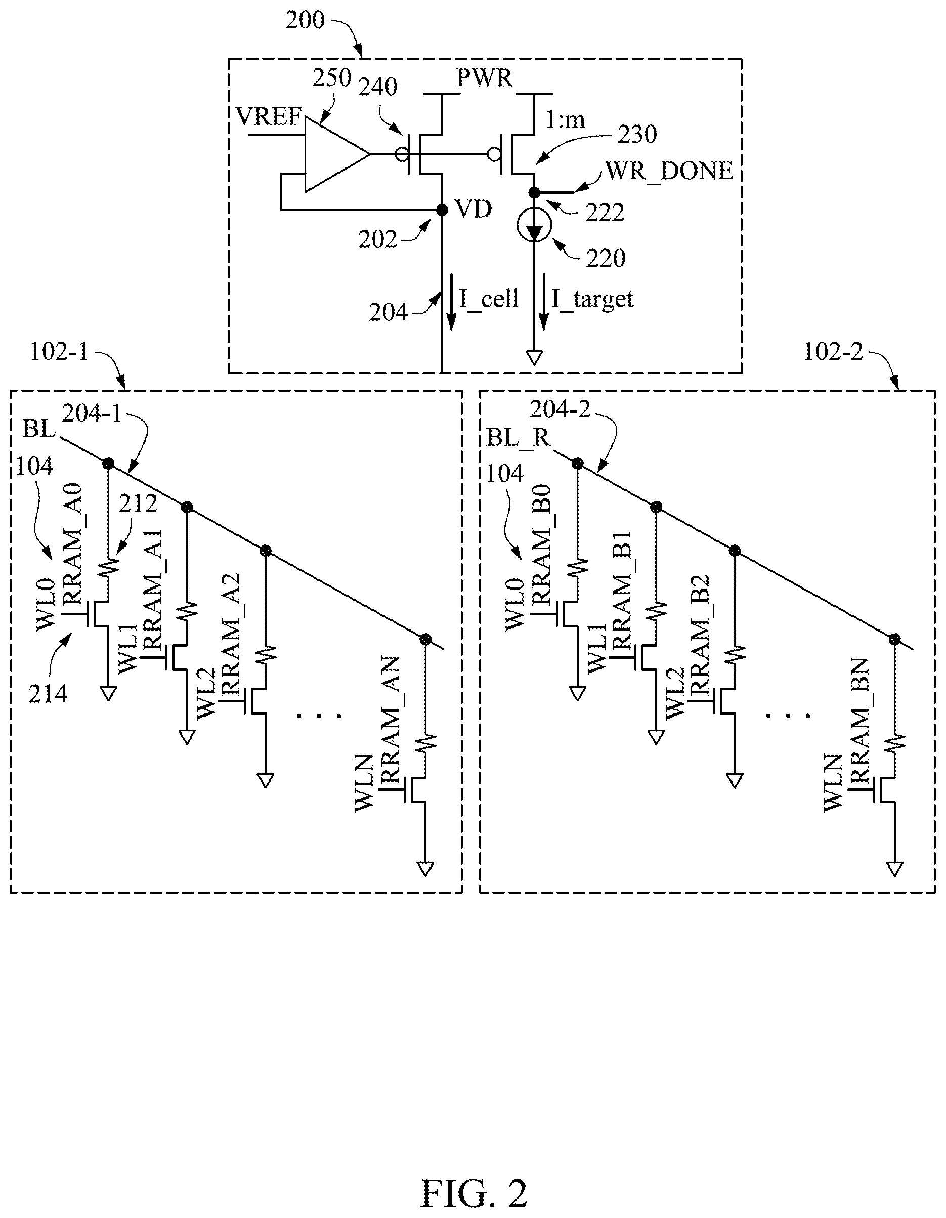 Patent US12562224 Figure 2 – Resistive memory with enhanced redundancy writing