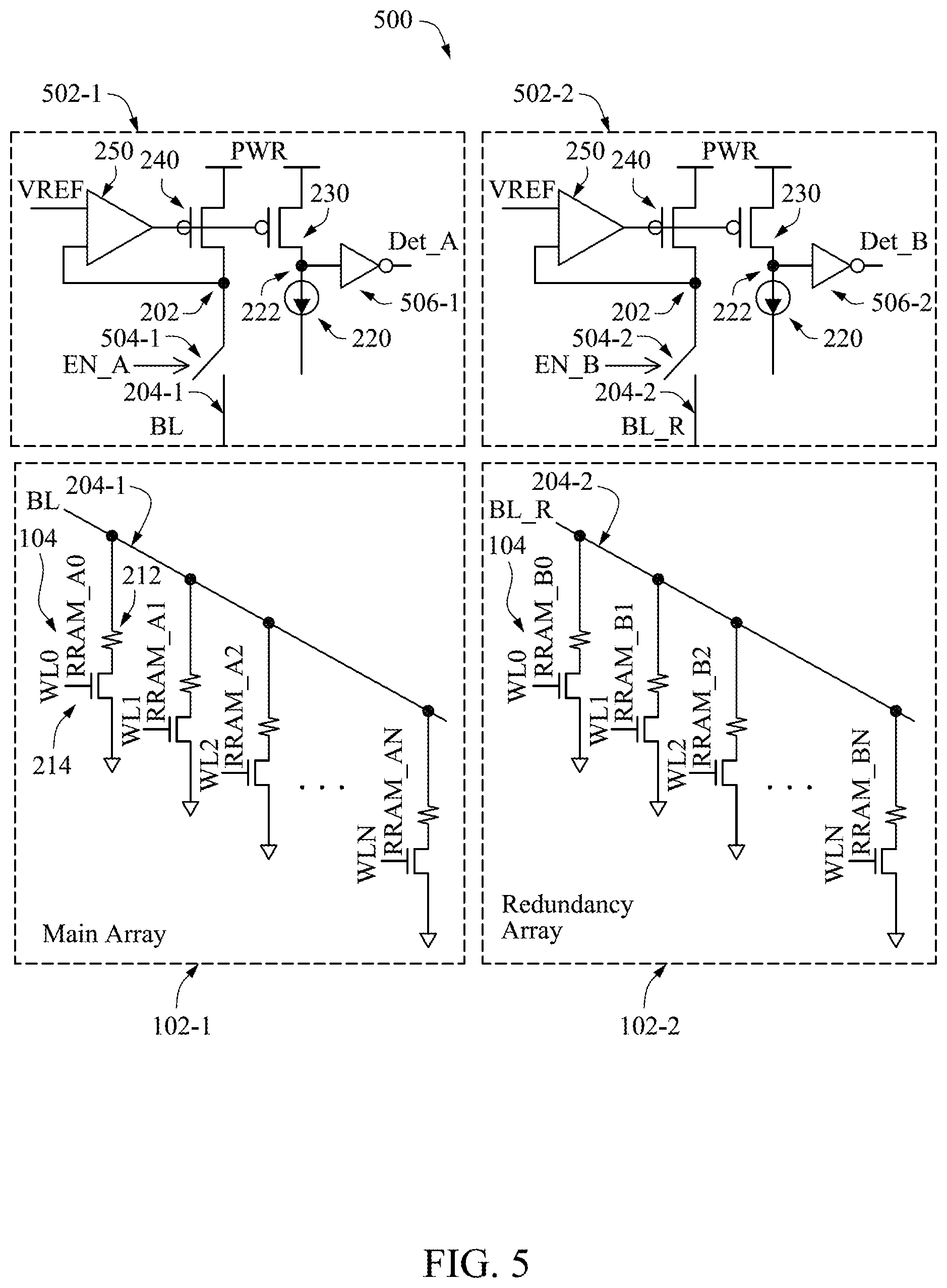 Patent US12562224 Figure 5 – Resistive memory with enhanced redundancy writing