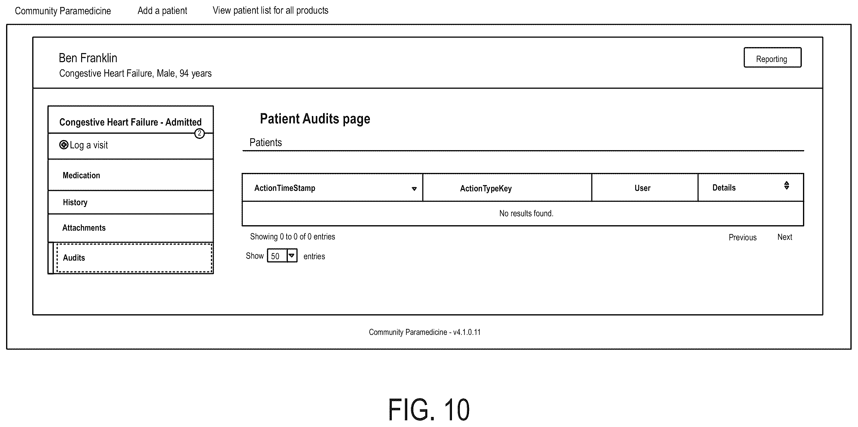Patent US12562247 Figure 10 – Patient data management platform