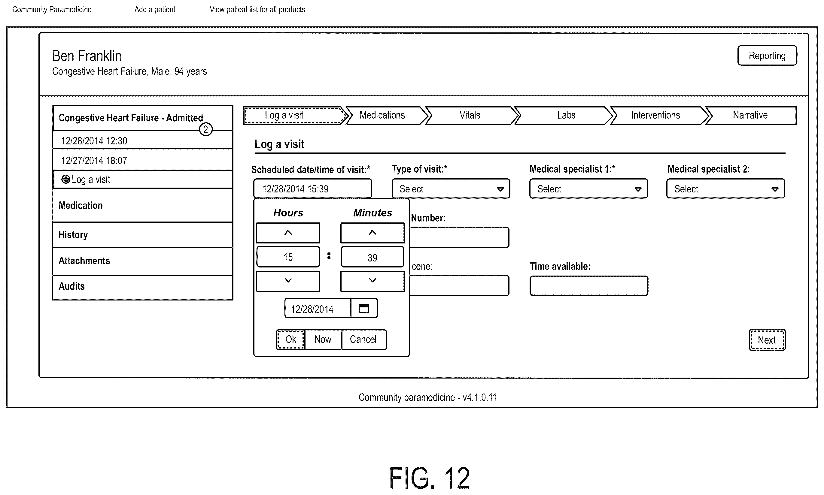 Patent US12562247 Figure 12 – Patient data management platform