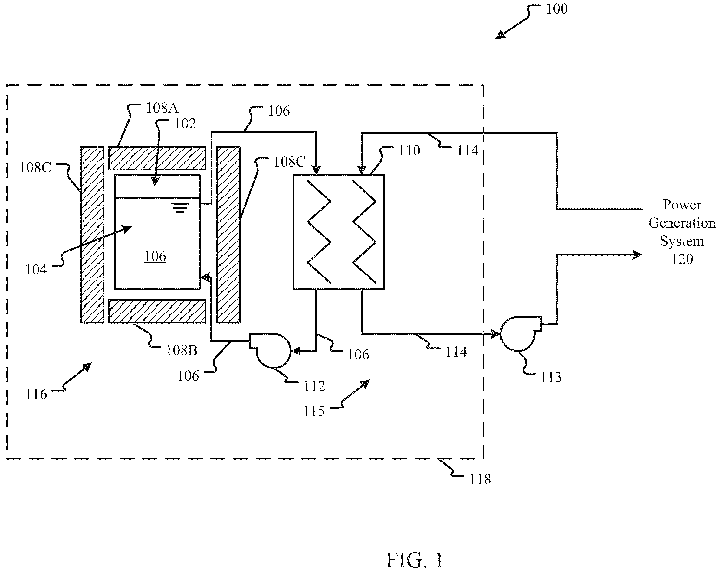 Patent US12562287 — Molten fuel reactor thermal management configurations — Figure 1