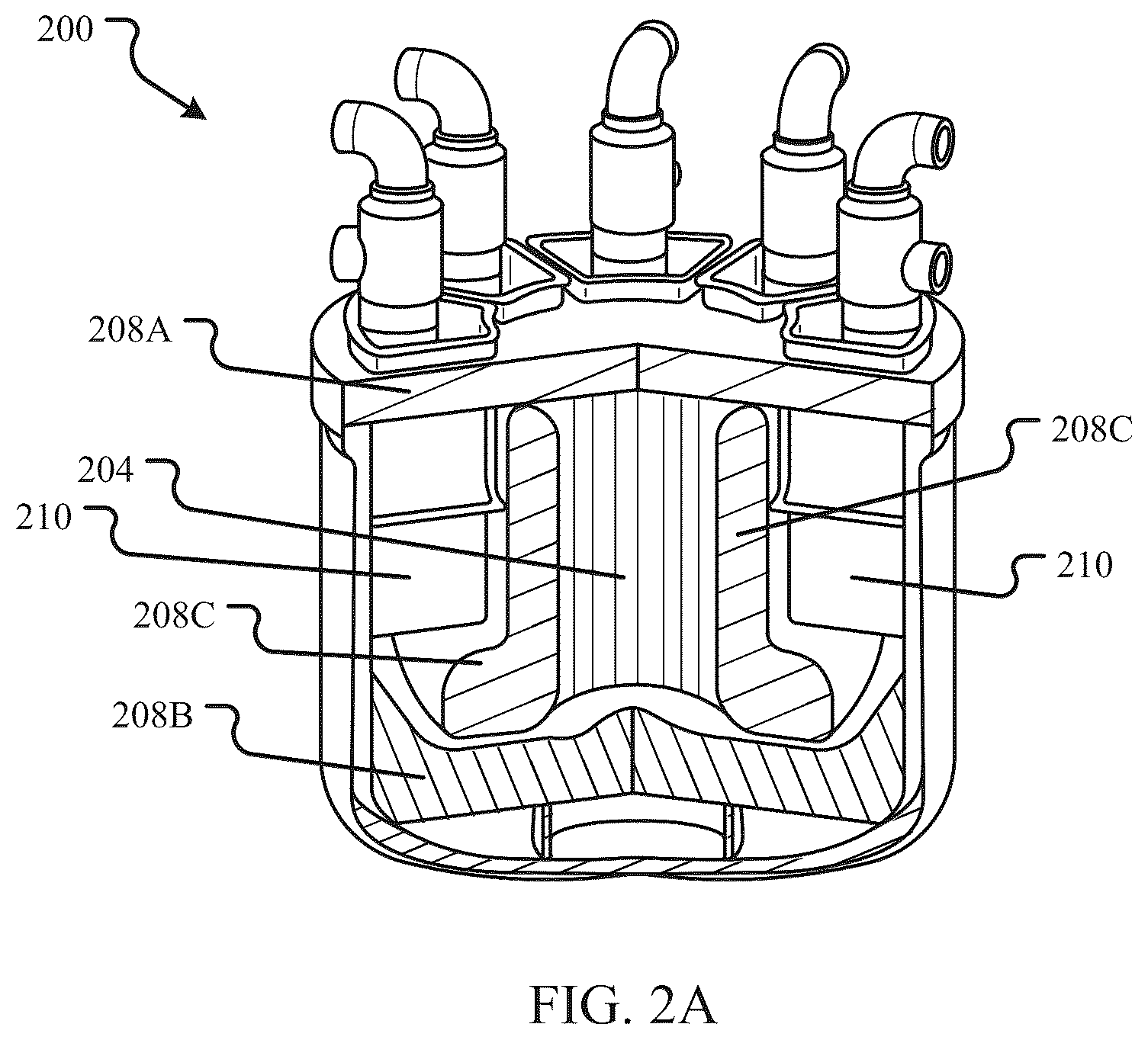 Patent US12562287 Figure 2 – Molten fuel reactor thermal management configurations