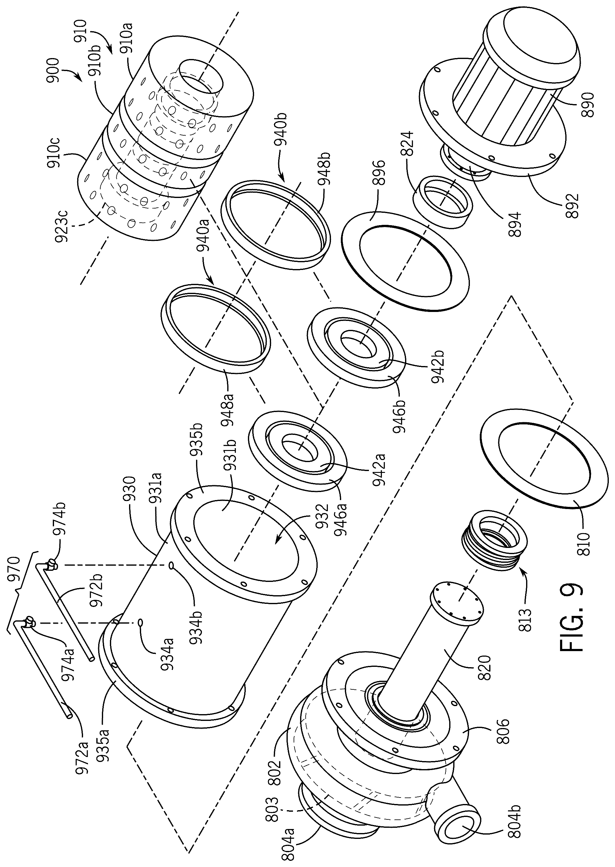Patent US12562289 Figure 9 – Fission product trap for salt pipe and pump shaft seals and methods of use thereof