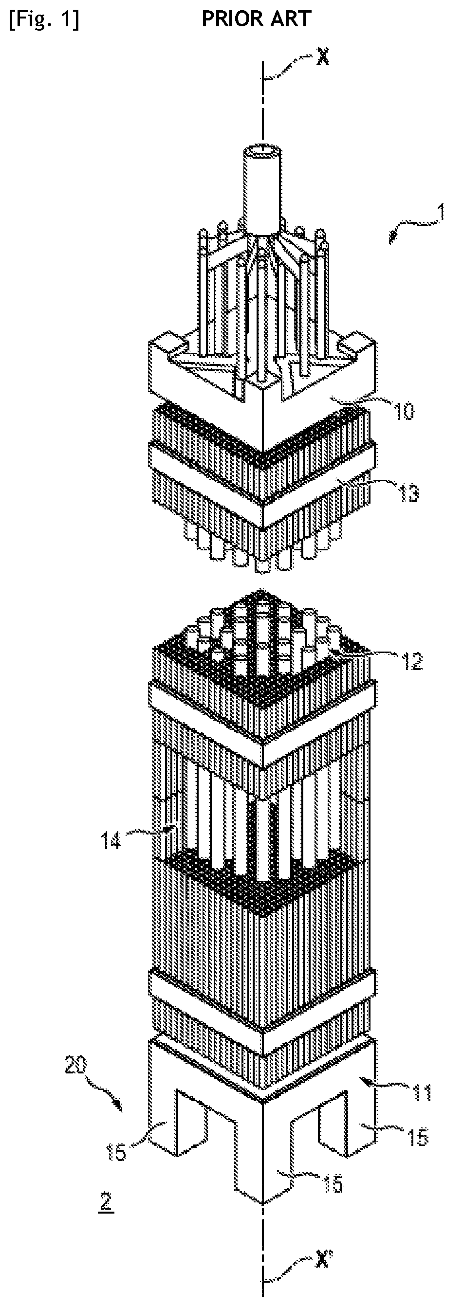 Patent US12562290 Figure 1 – Process for aiding the detection of migrating bodies within a fuel assembly