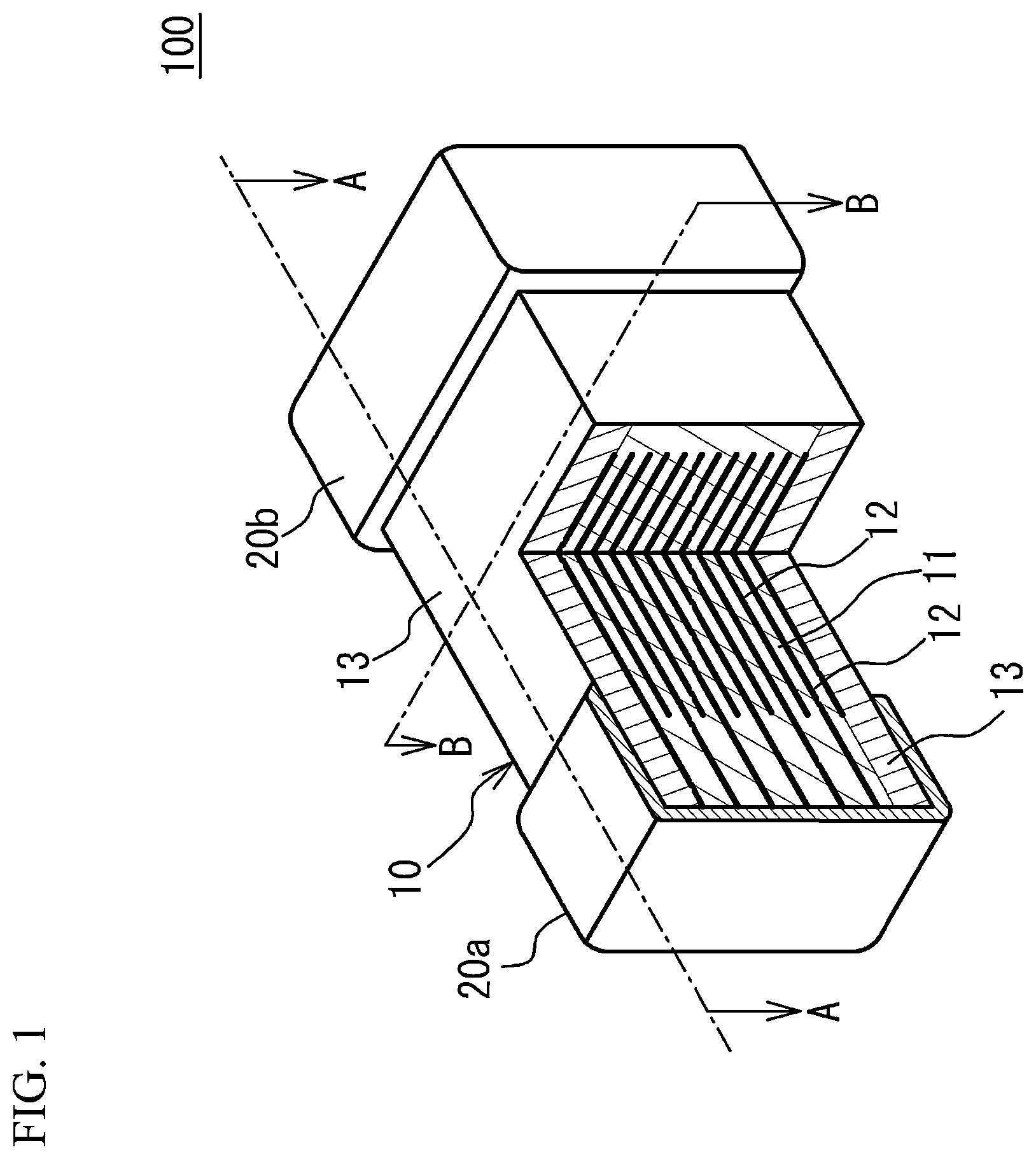 Patent US12562315 Figure 1 – Ceramic electronic device including a multilayer structure with internal electrode layers having certain Sn concentration
