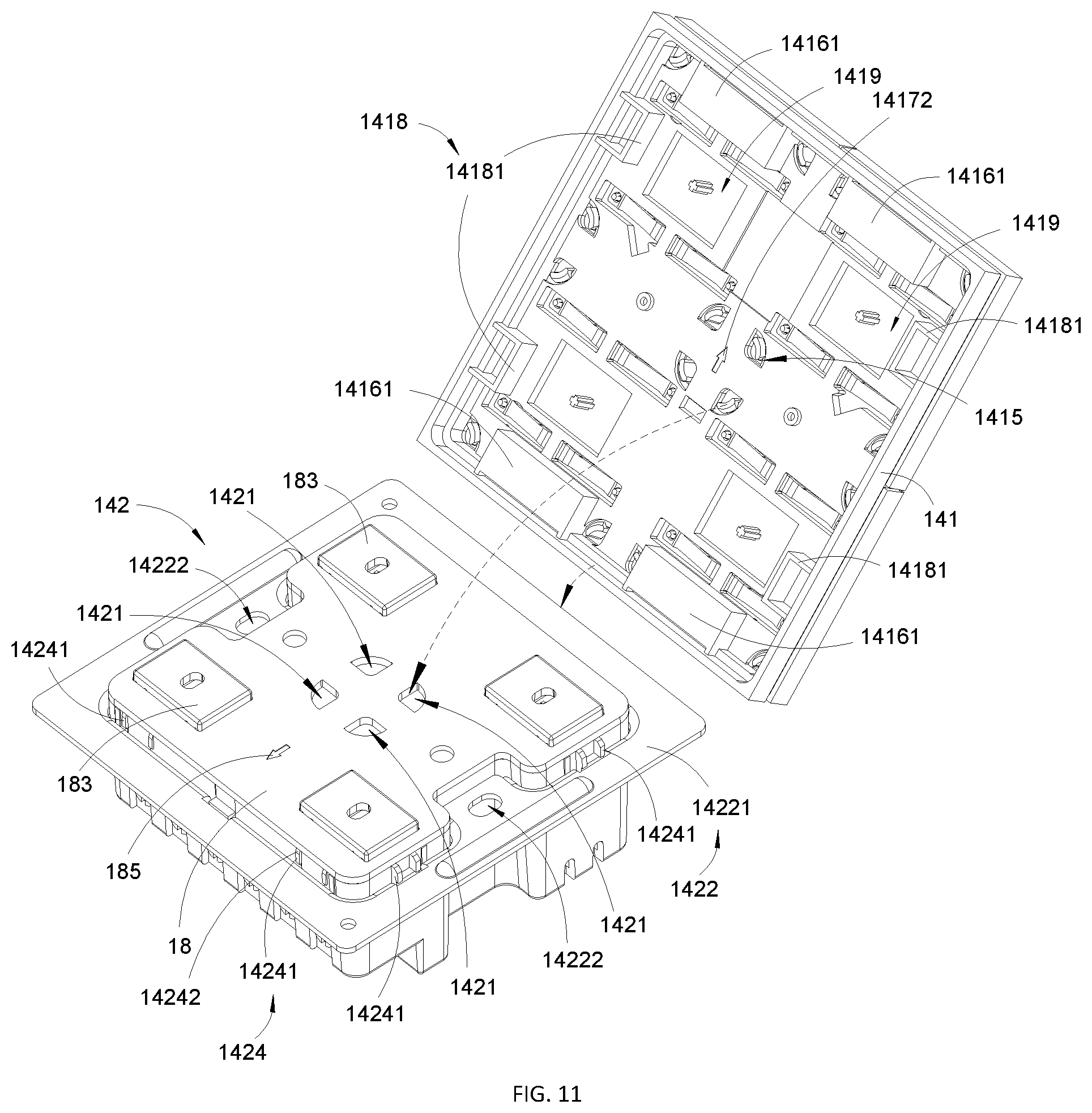 Patent US12562325 Figure 7 – Wall intelligent switch, wireless intelligent switch and switch mounting frame