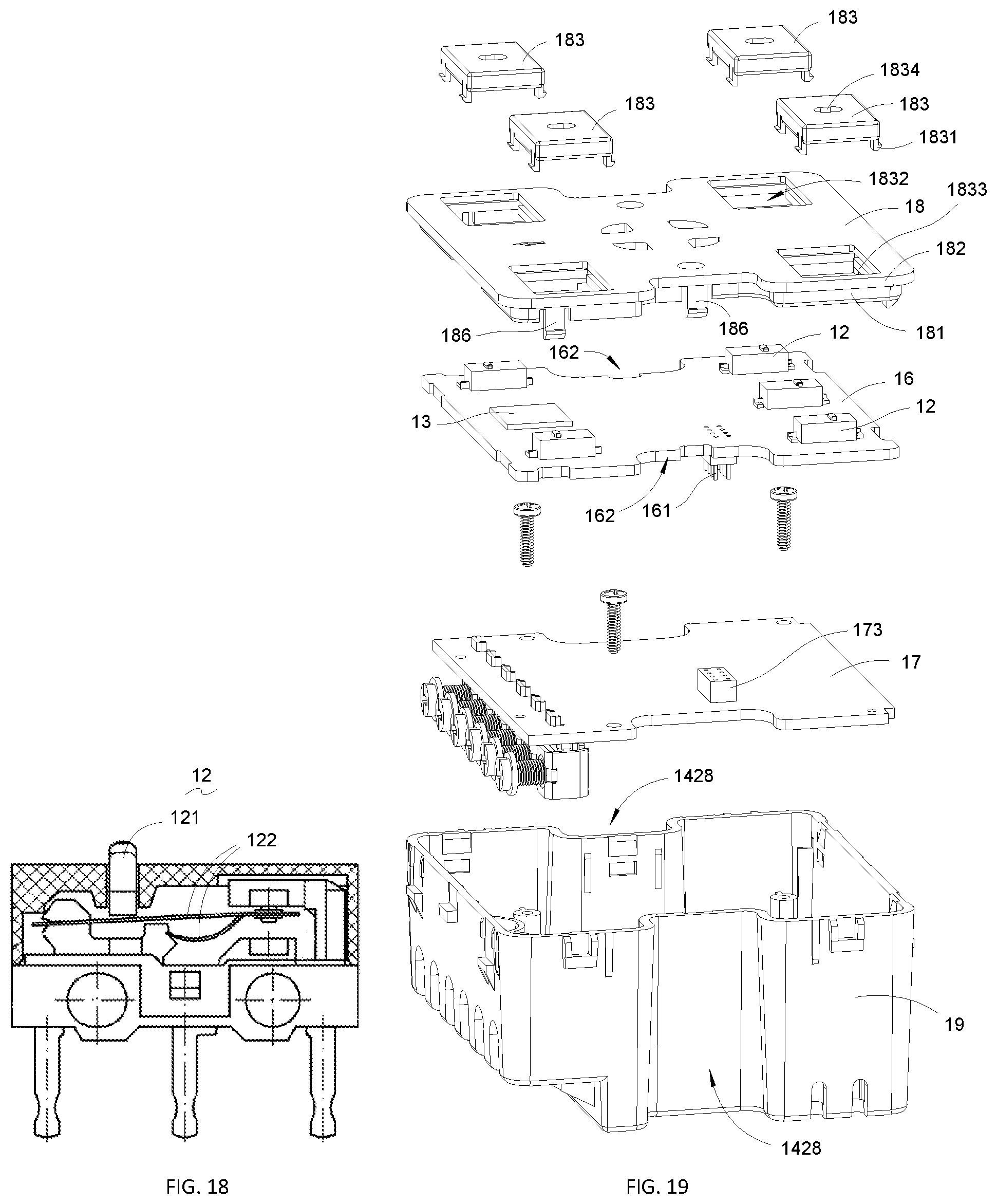 Patent US12562325 Figure 11 – Wall intelligent switch, wireless intelligent switch and switch mounting frame