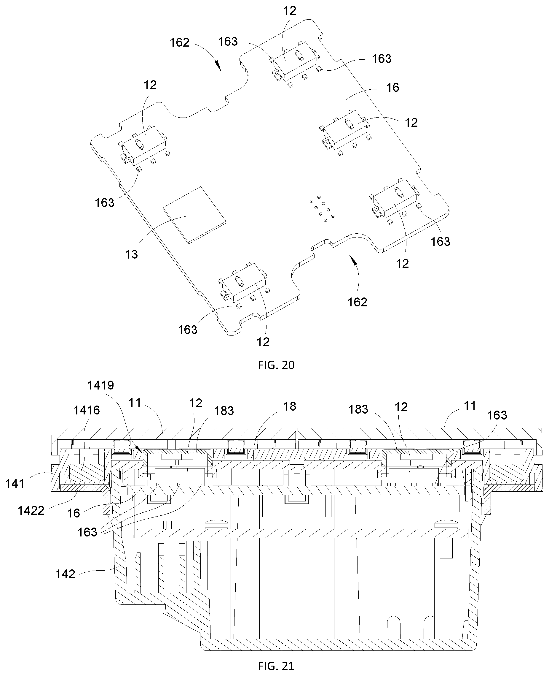 Patent US12562325 Figure 12 – Wall intelligent switch, wireless intelligent switch and switch mounting frame