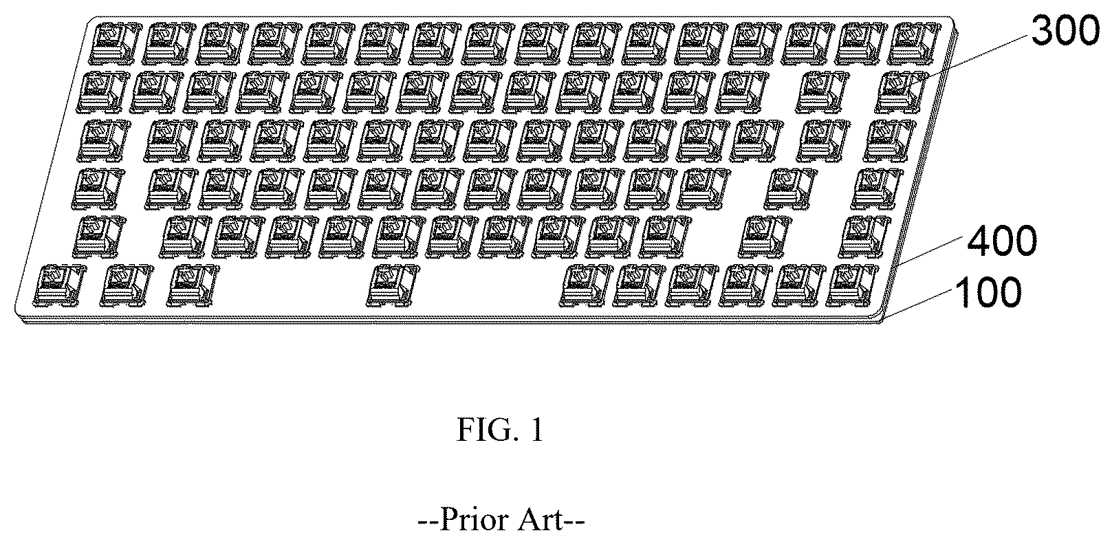 Patent US12562326 Figure 1 – Low profile compatible with a standard mechanical profile/MX profile keyboard