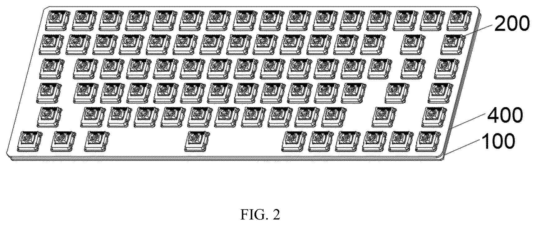 Patent US12562326 Figure 2 – Low profile compatible with a standard mechanical profile/MX profile keyboard
