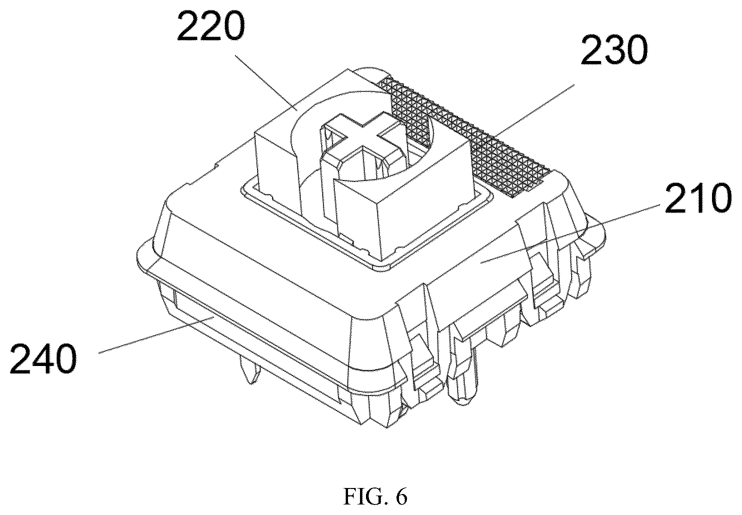Patent US12562326 Figure 6 – Low profile compatible with a standard mechanical profile/MX profile keyboard