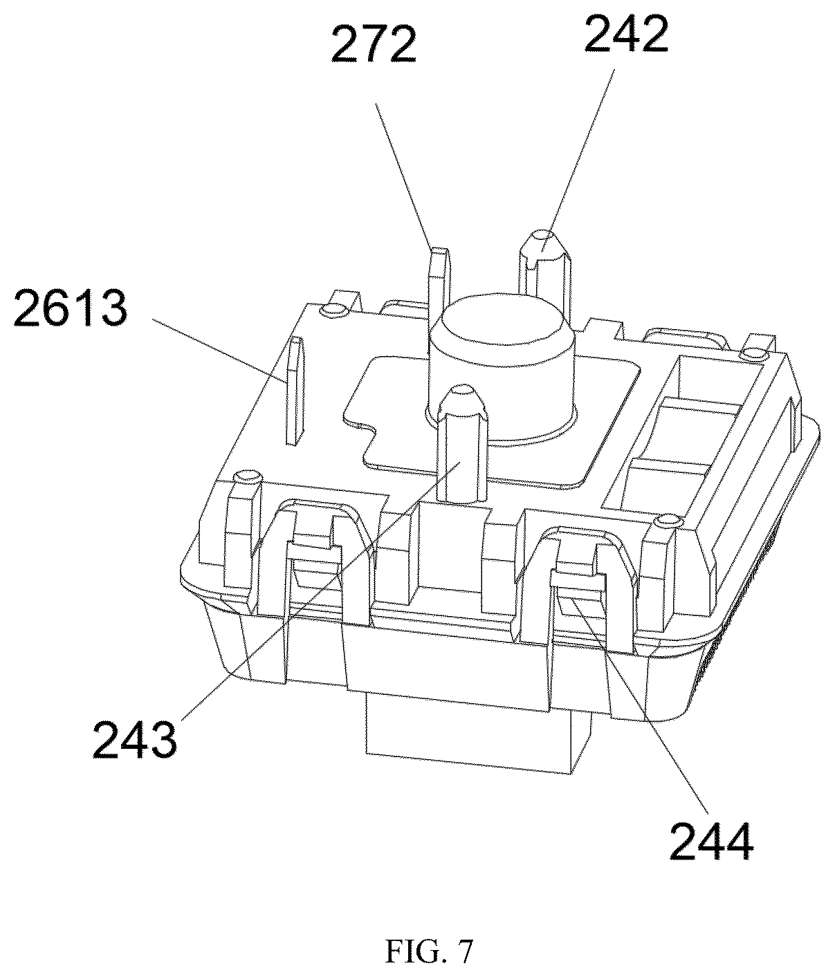 Patent US12562326 Figure 7 – Low profile compatible with a standard mechanical profile/MX profile keyboard