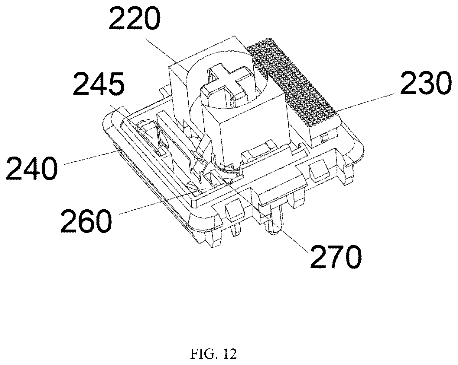 Patent US12562326 Figure 12 – Low profile compatible with a standard mechanical profile/MX profile keyboard