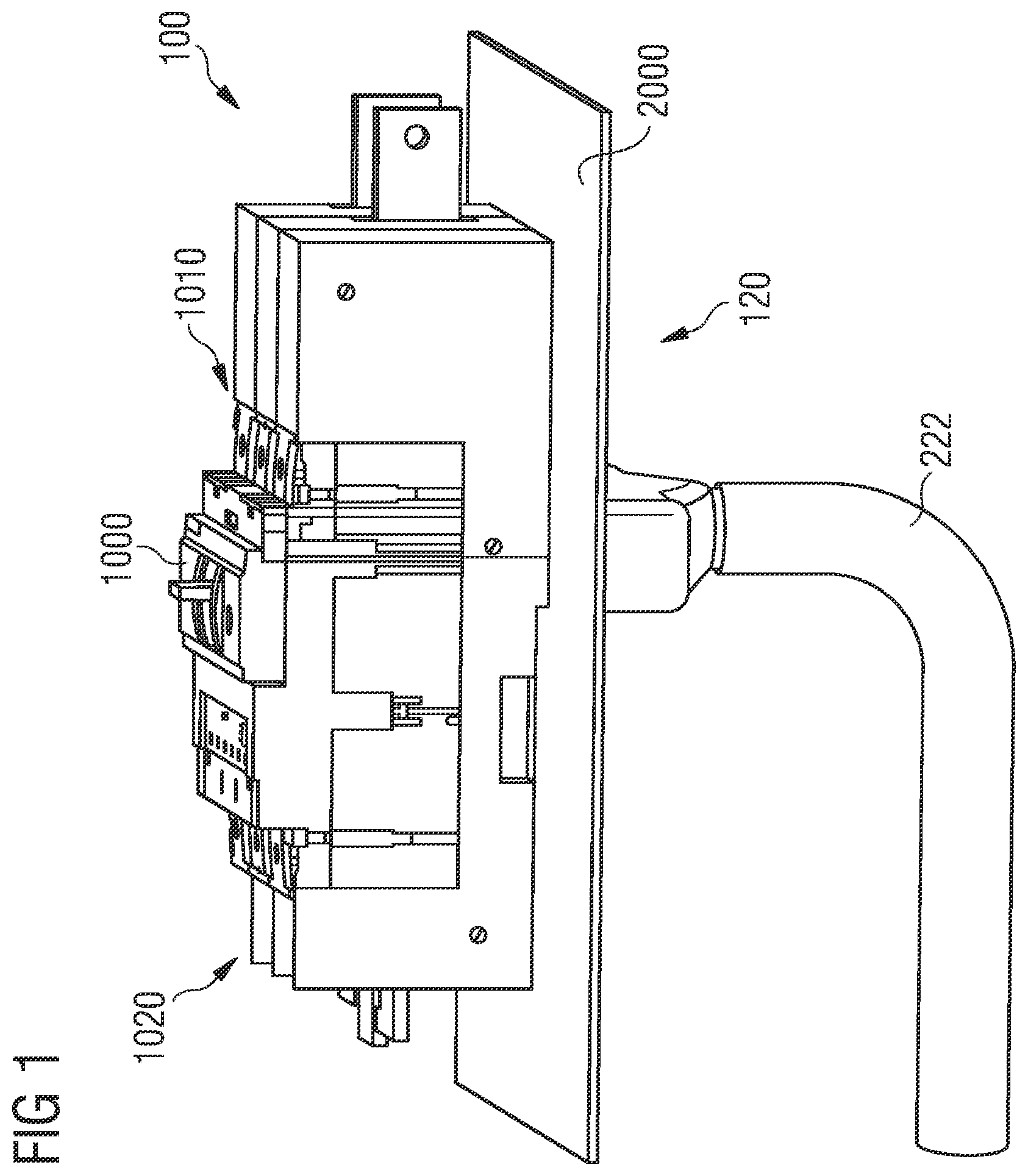 Patent US12562329 Figure 1 – Exhaust gas module for an electrical switch, device formed by two exhaust gas modules of this type and switch cabinet comprising a device of this type