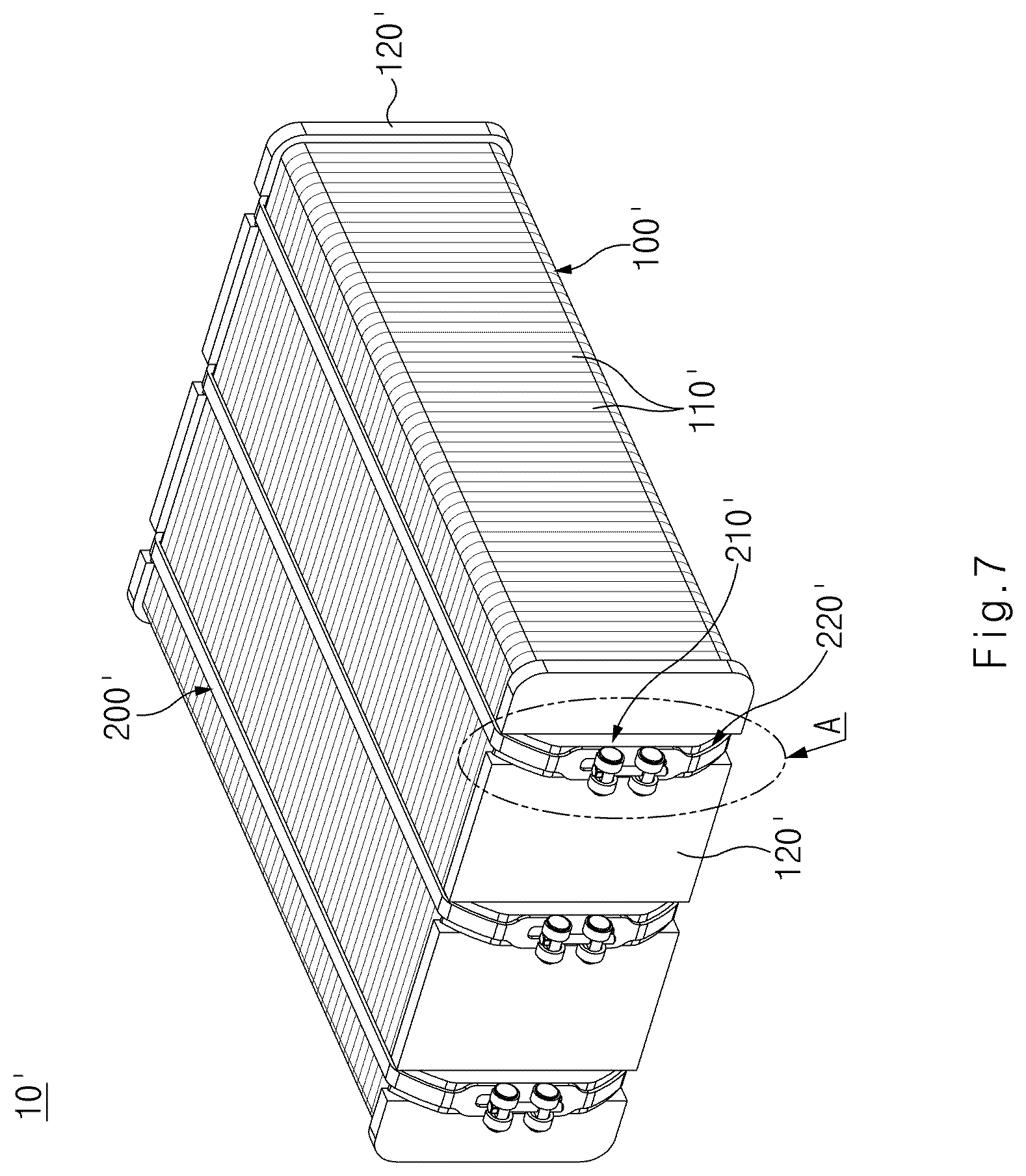 Patent US12562397 Figure 7 – Fuel cell stack and clamp