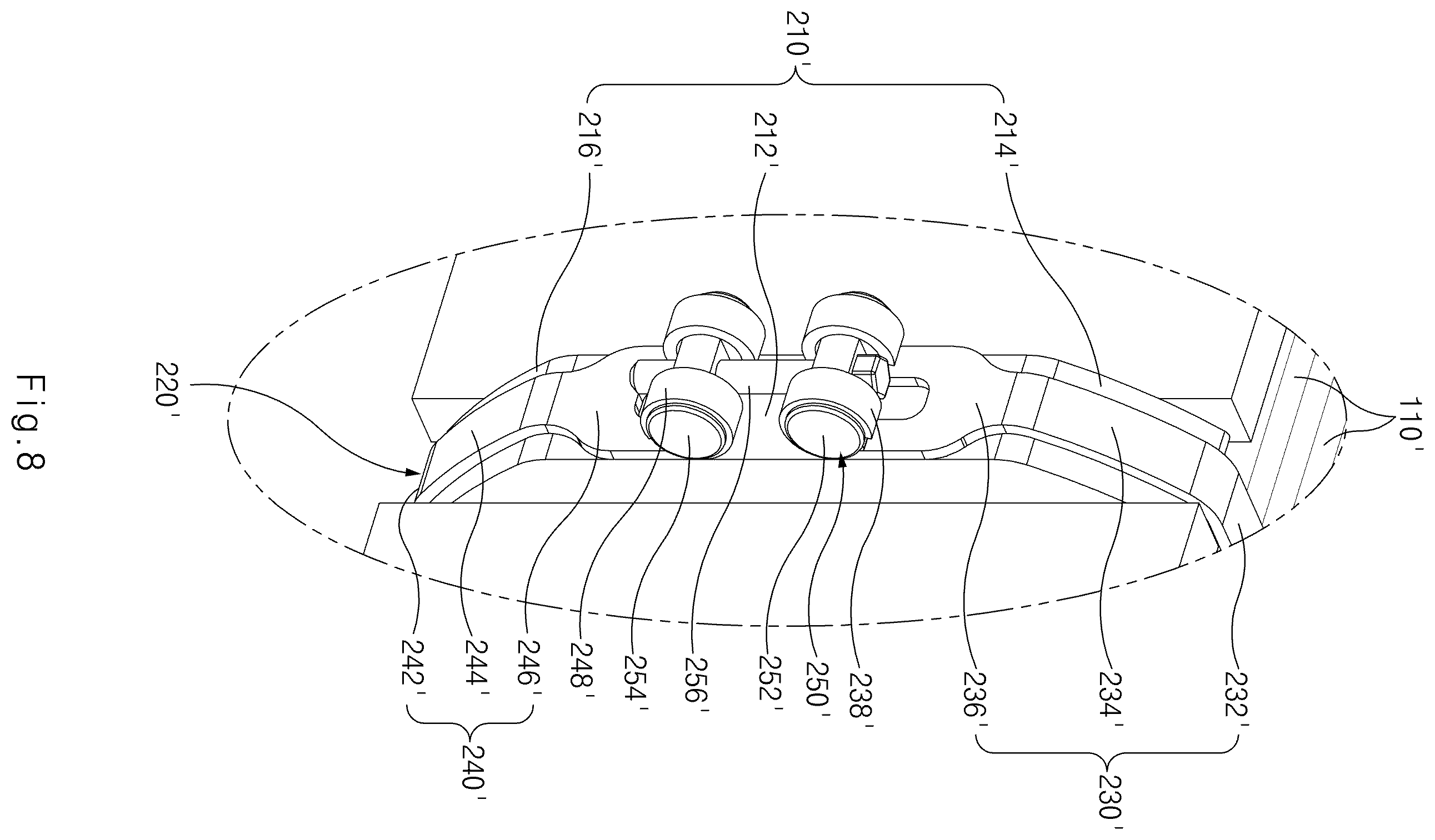Patent US12562397 Figure 8 – Fuel cell stack and clamp