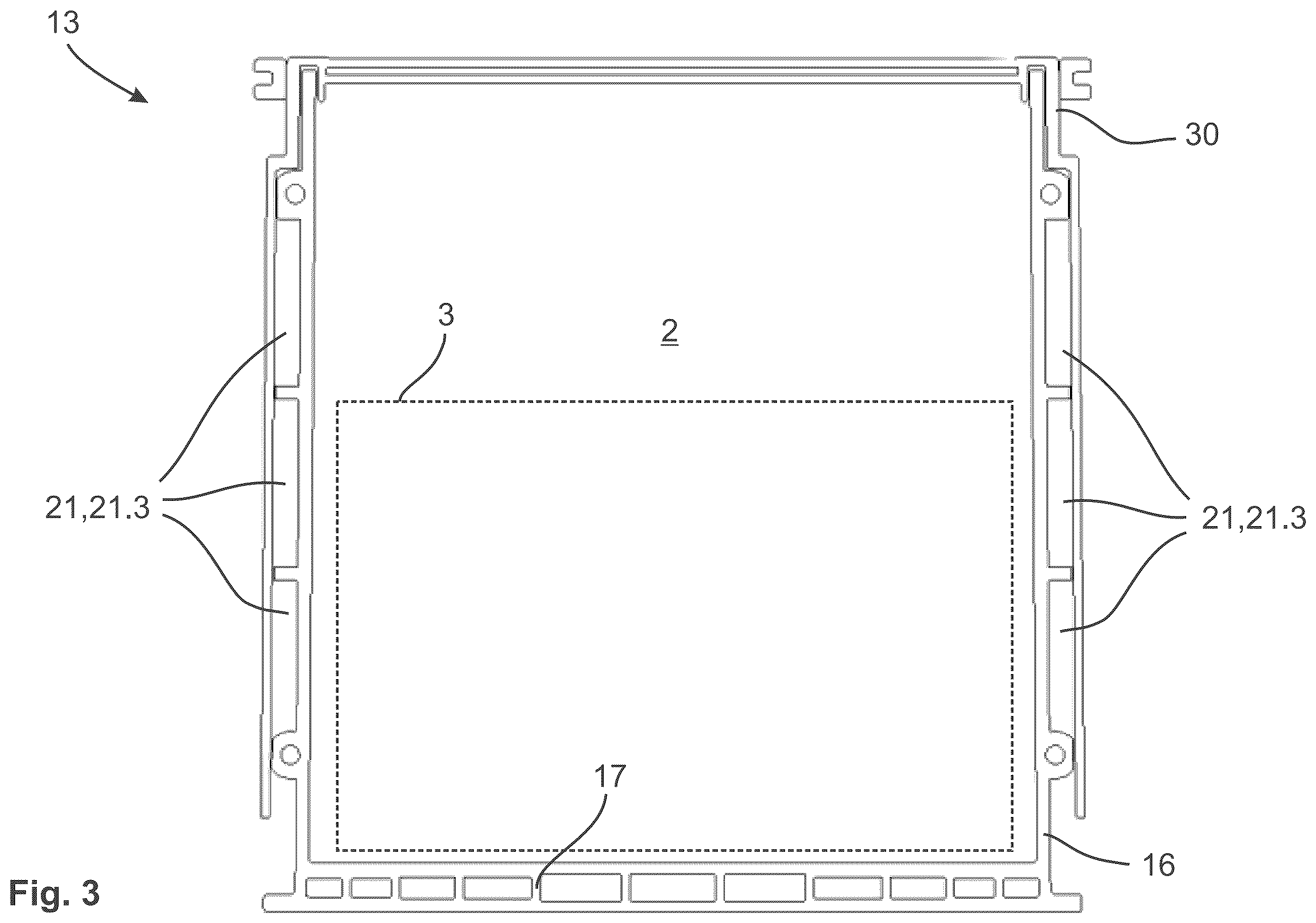 Patent US12562413 Figure 3 – Battery housing, battery and method for manufacturing a battery