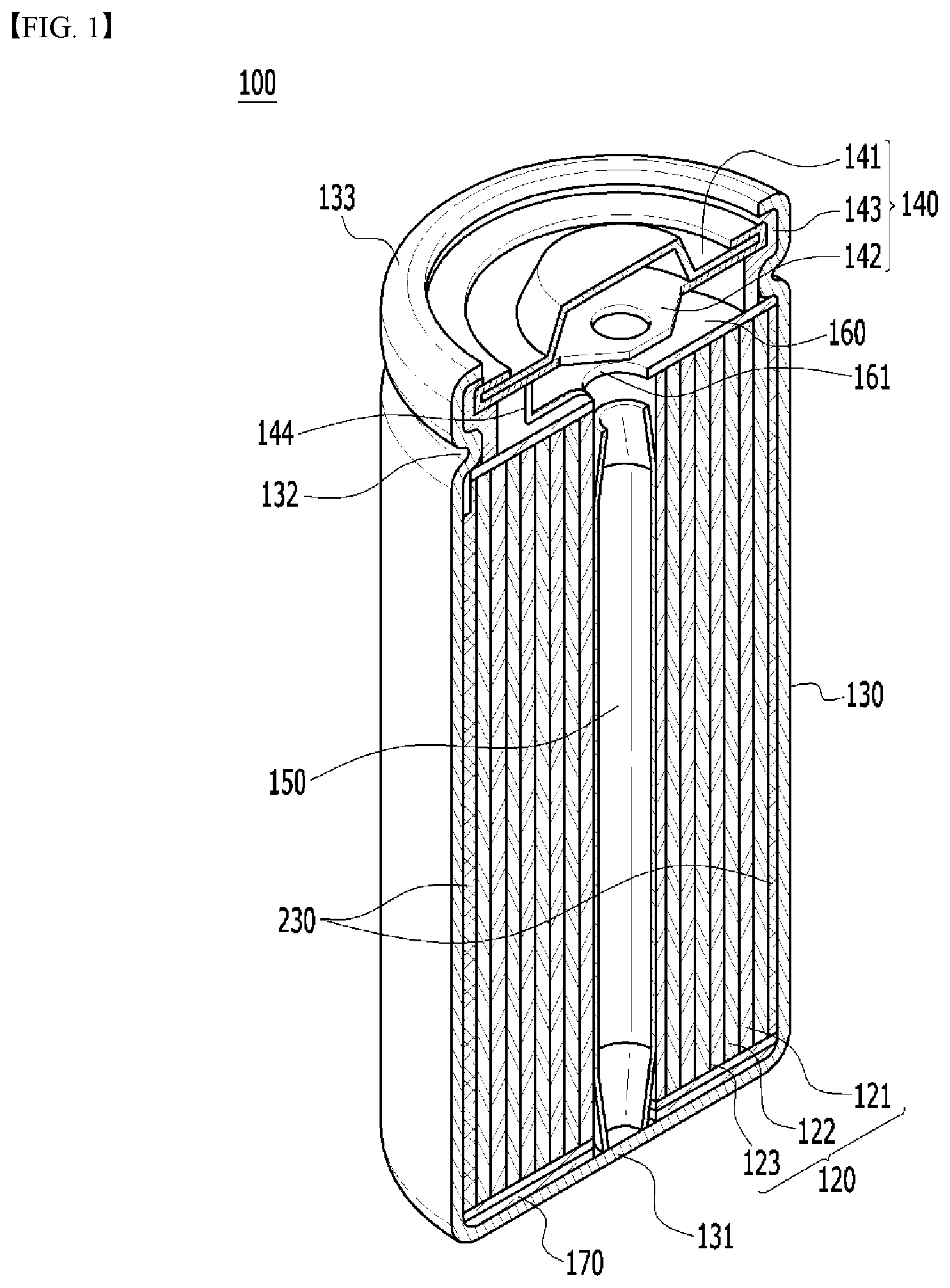 Patent US12562423 Figure 1 – Secondary battery and battery pack including the same