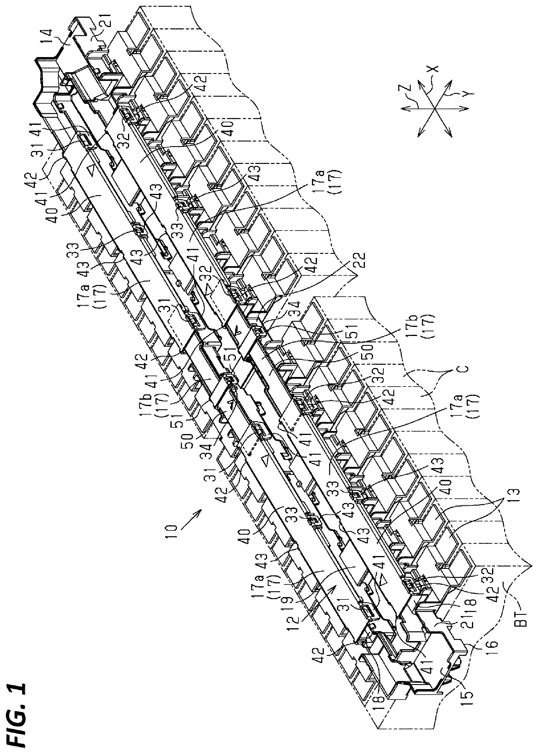 Patent US12562427 Figure 1 – Battery wiring module