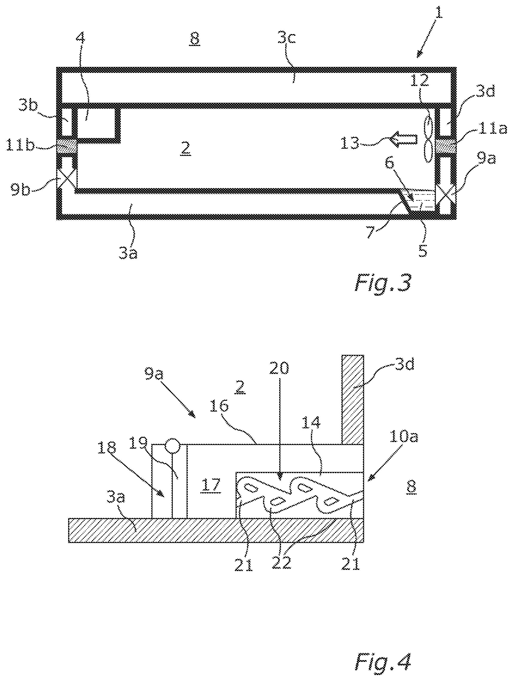 Patent US12562443 Figure 2 – Store housing for an electrical energy store having a valve device for removing liquid