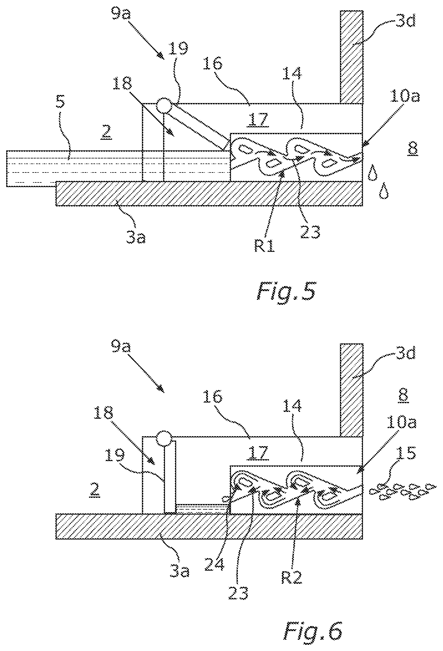 Patent US12562443 Figure 3 – Store housing for an electrical energy store having a valve device for removing liquid