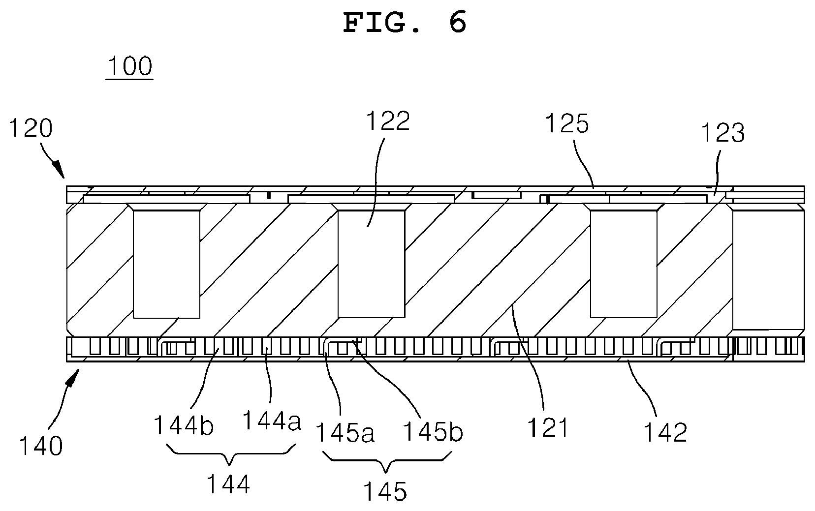 Patent US12562444 Figure 5 – RF filter assembly comprising multiple RF filters mounted on a main board through a metal material filter support member