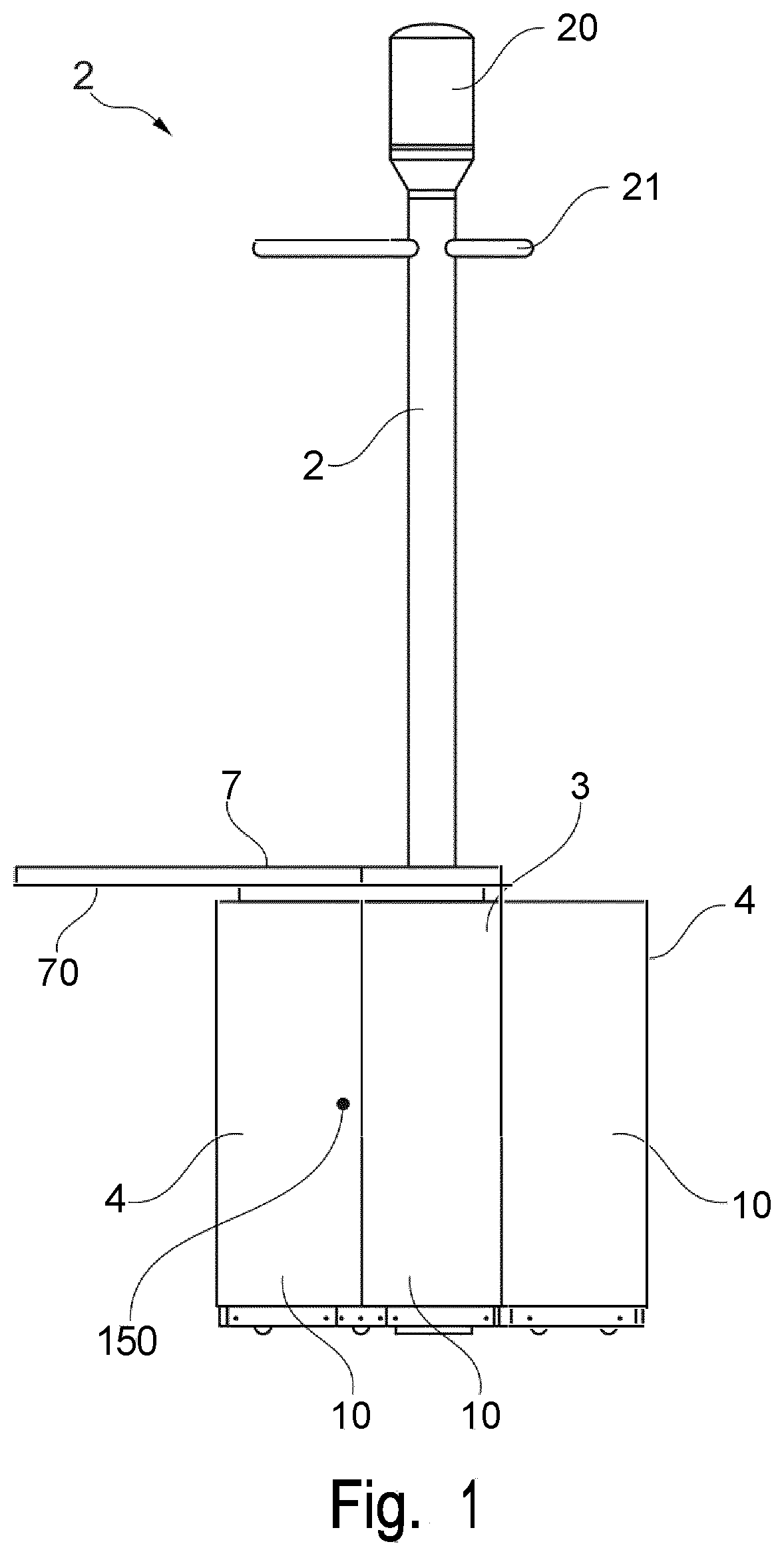 Patent US12562449 Figure 1 – Mast infrastructure element and support module