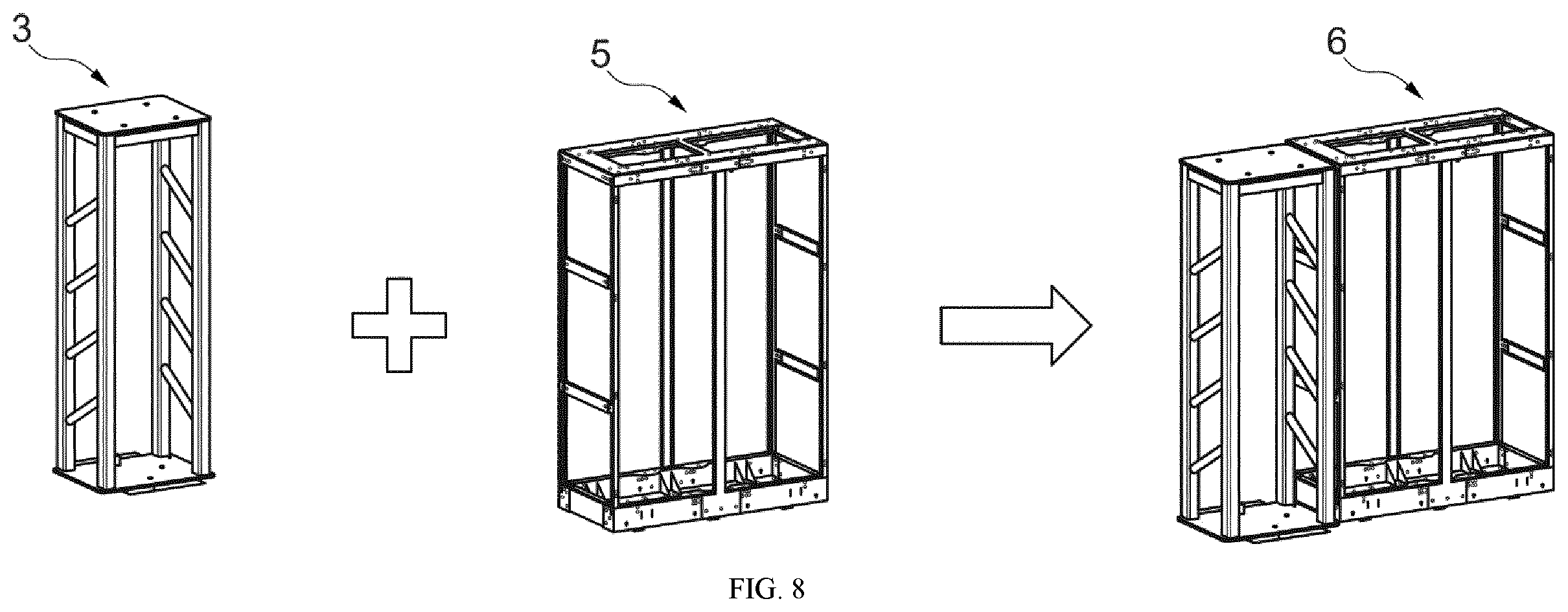 Patent US12562449 Figure 8 – Mast infrastructure element and support module